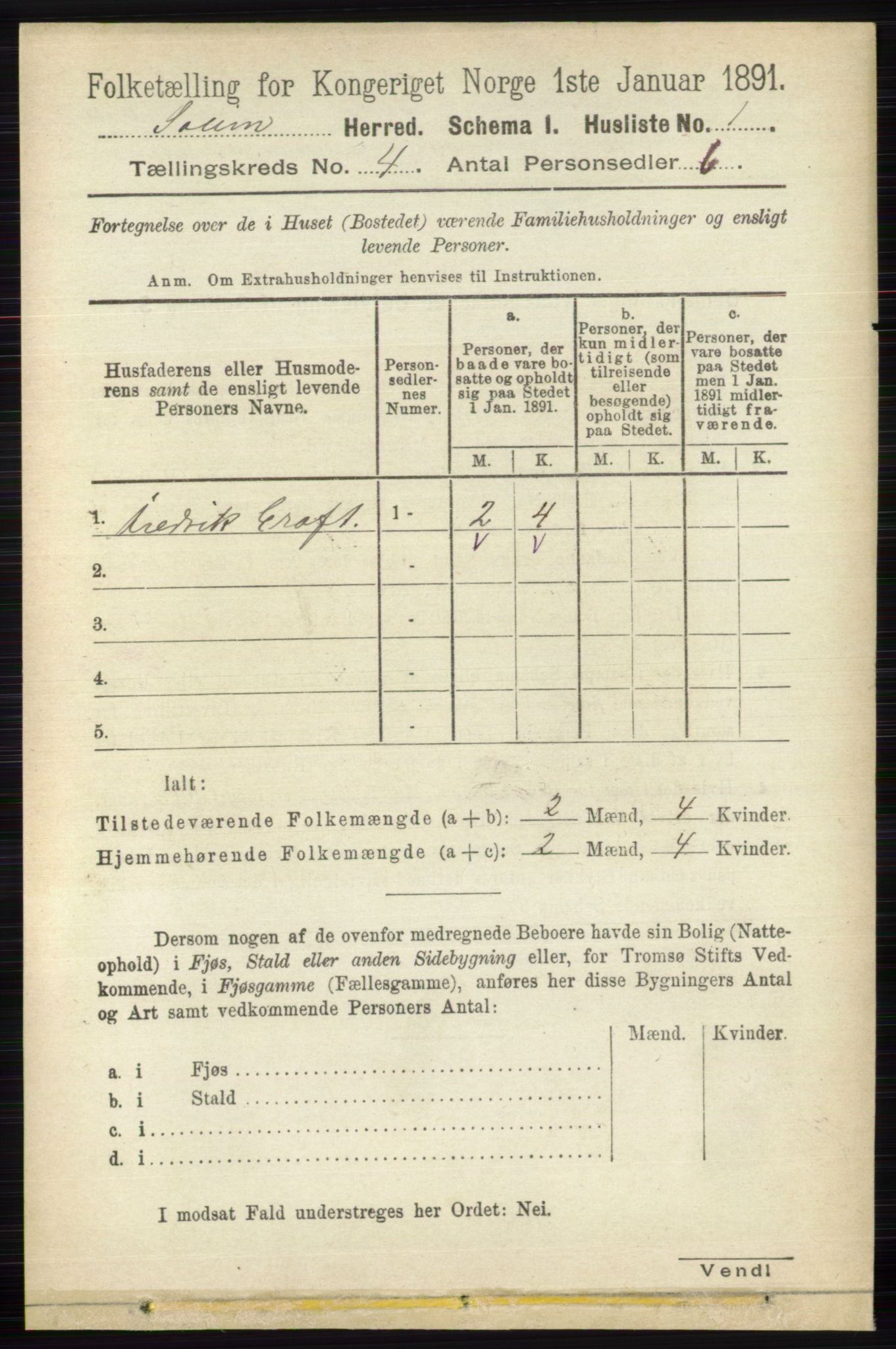 RA, 1891 census for 0818 Solum, 1891, p. 588