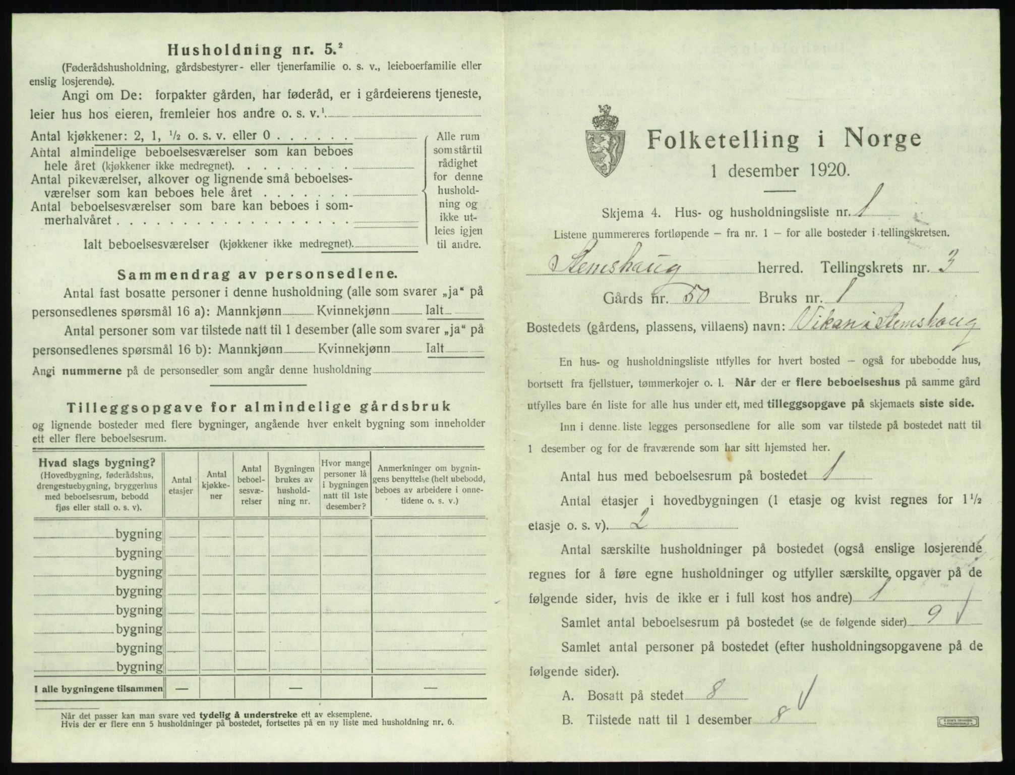 SAT, 1920 census for Stemshaug, 1920, p. 136