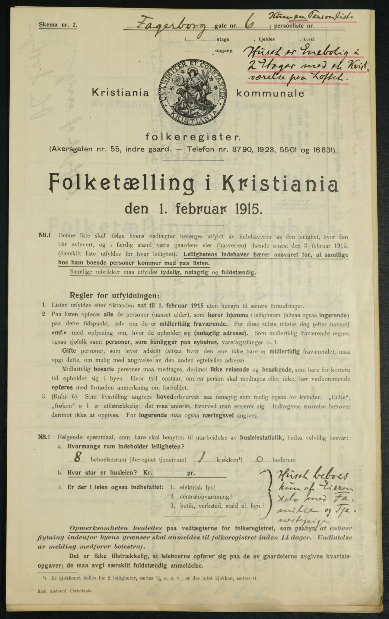 OBA, Municipal Census 1915 for Kristiania, 1915, p. 22496