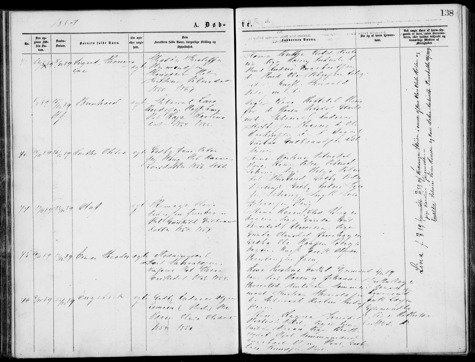 Norderhov kirkebøker, SAKO/A-237/G/Gb/L0001: Parish register (copy) no. II 1, 1876-1899, p. 138