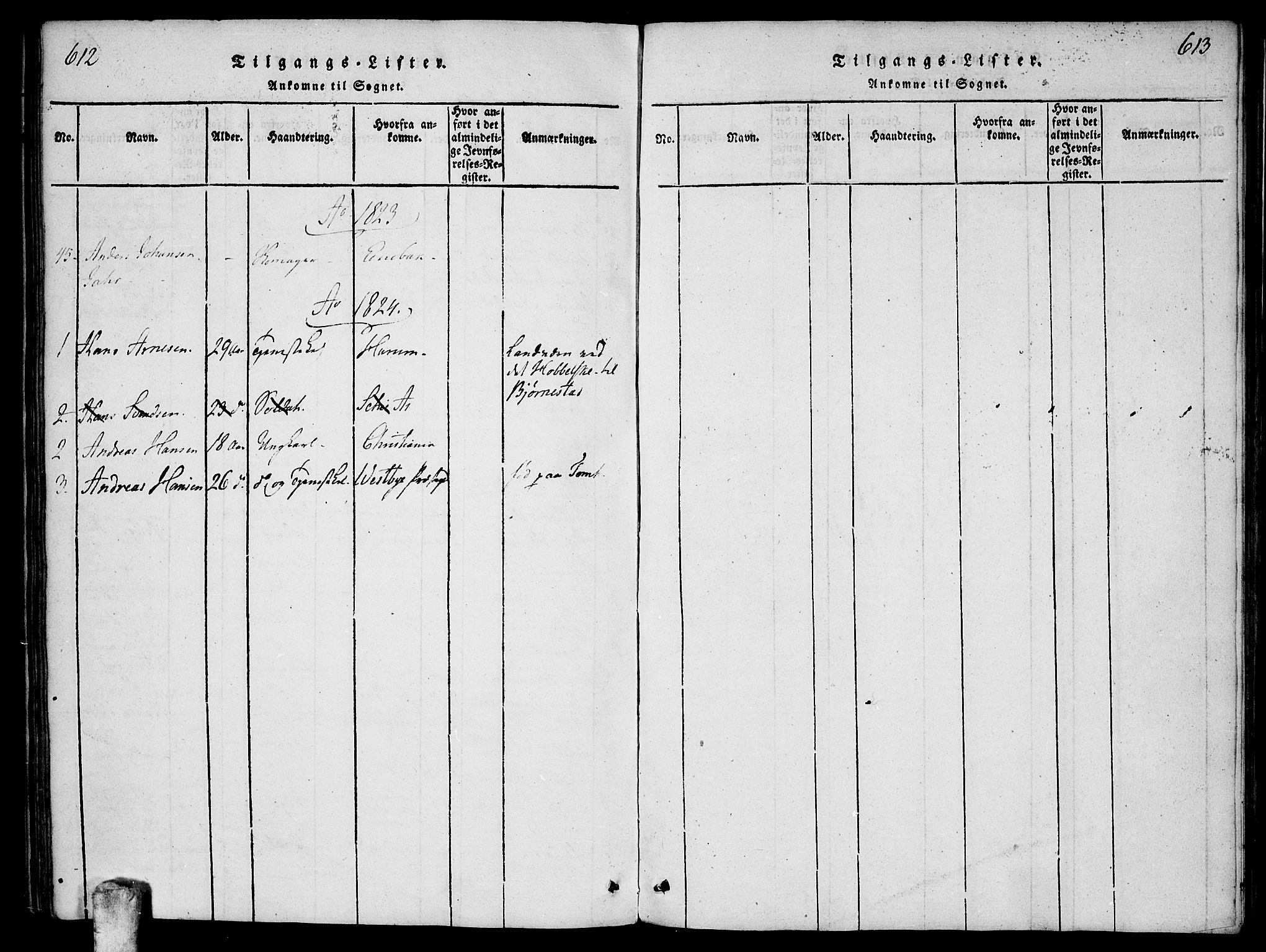 Ås prestekontor Kirkebøker, AV/SAO-A-10894/F/Fa/L0004: Parish register (official) no. I 4, 1818-1826, p. 612-613