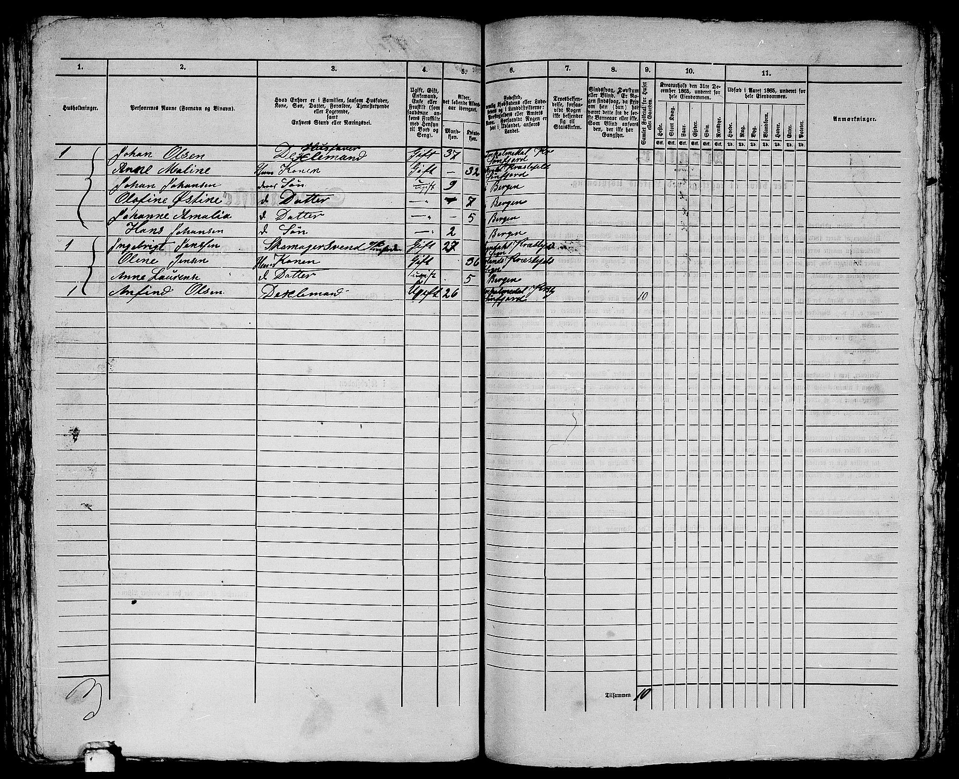 RA, 1865 census for Bergen, 1865, p. 2452