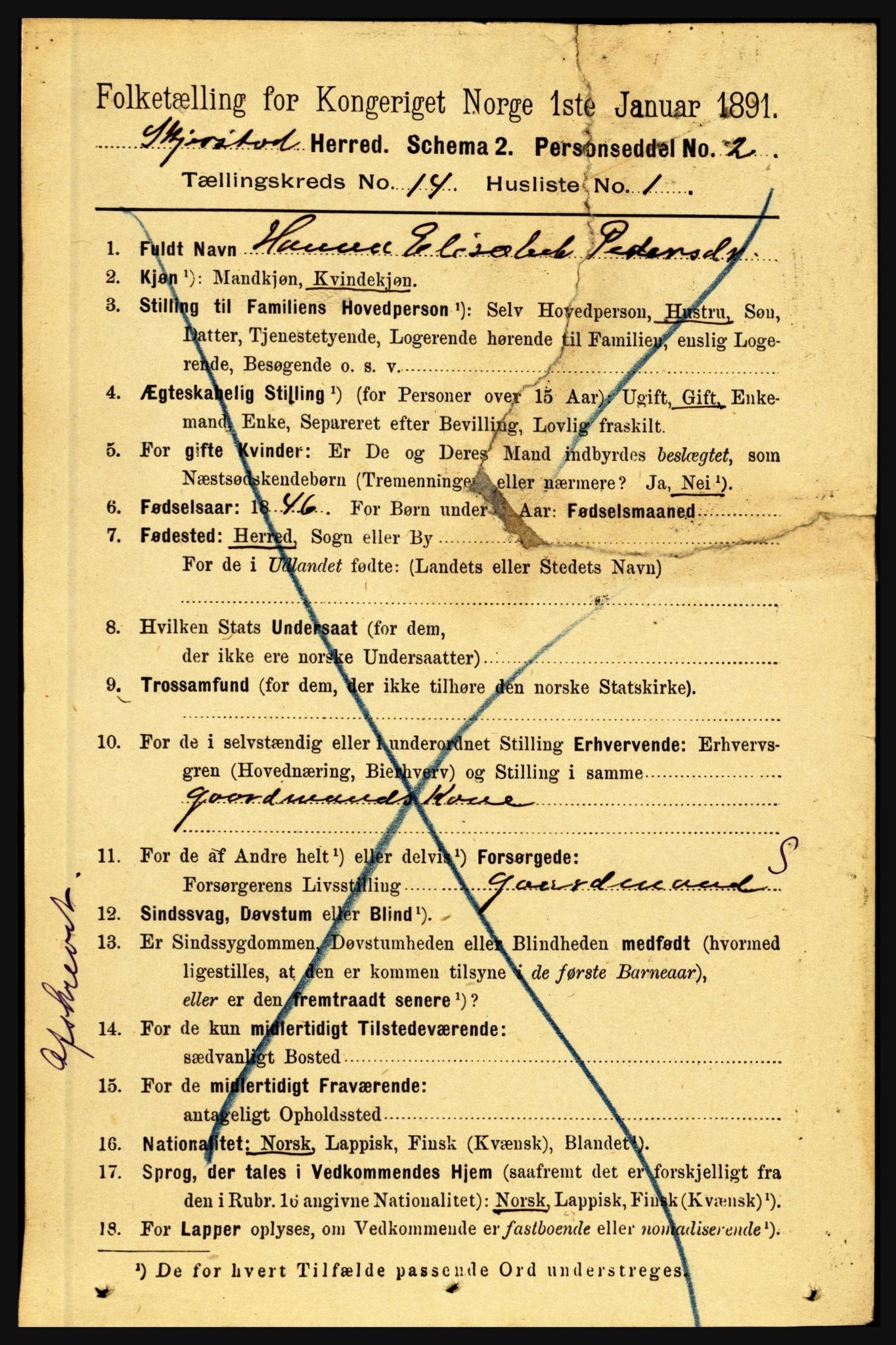 RA, 1891 census for 1842 Skjerstad, 1891, p. 5016