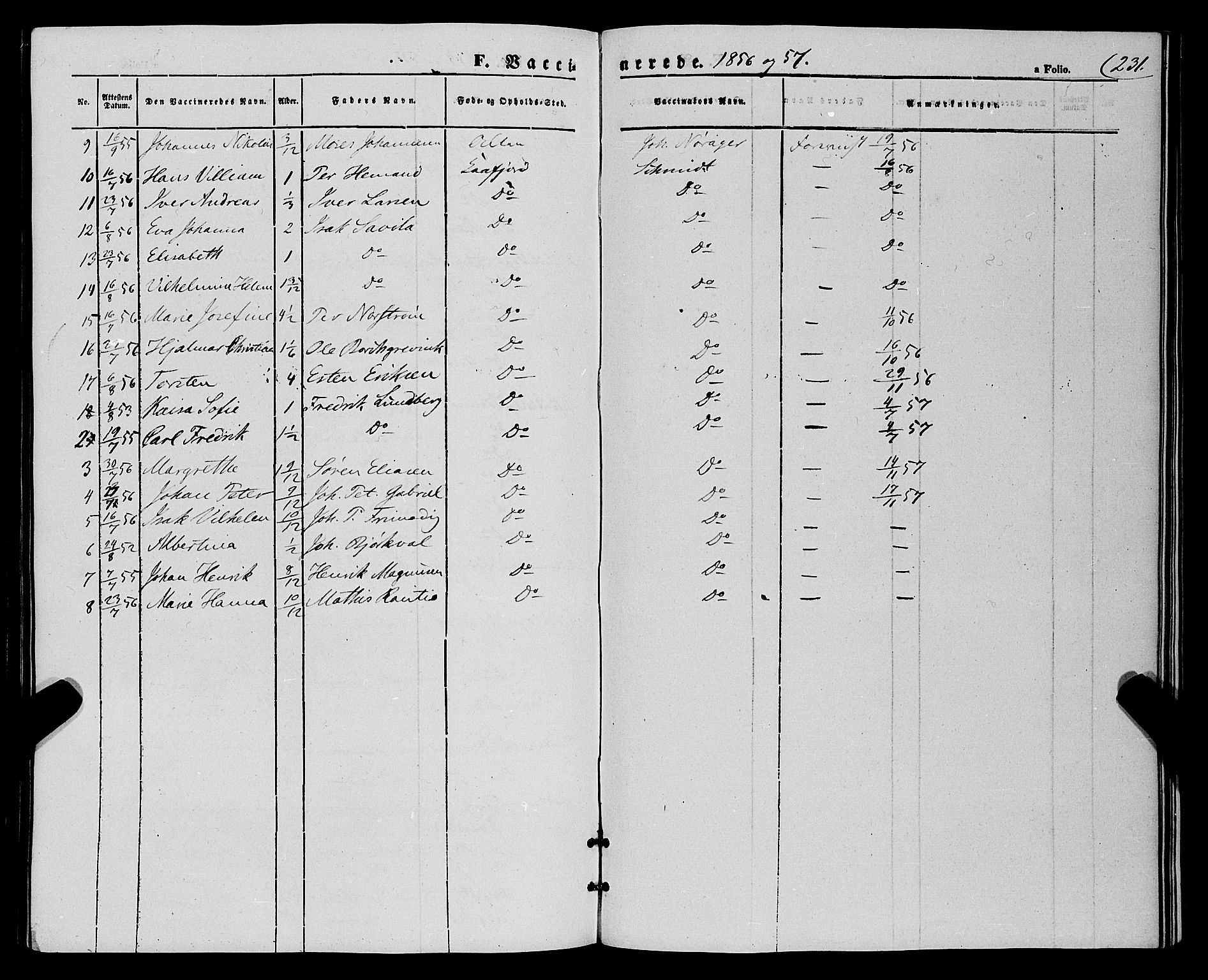 Talvik sokneprestkontor, SATØ/S-1337/H/Ha/L0016kirke: Parish register (official) no. 16, 1847-1857, p. 231