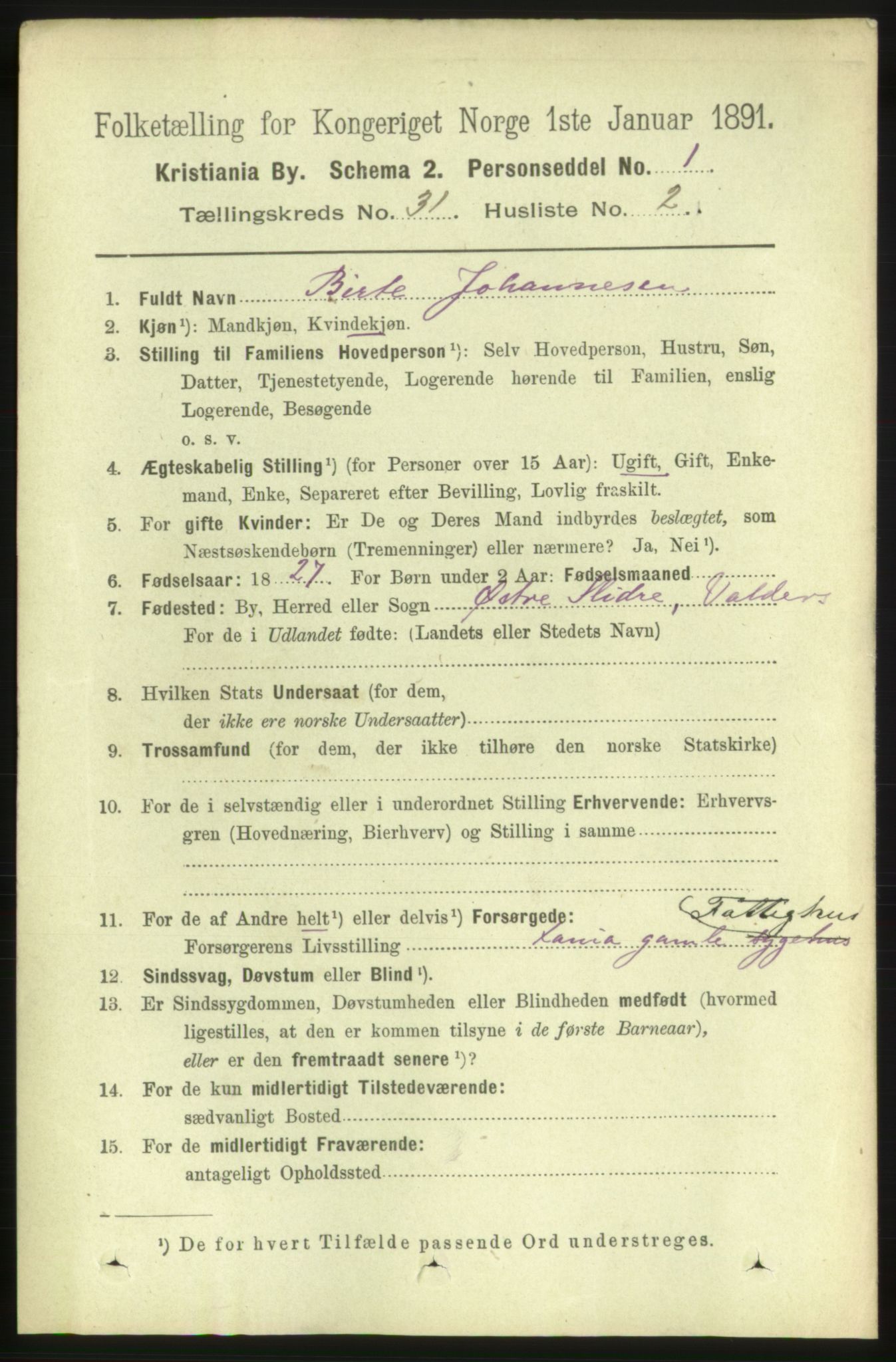 RA, 1891 census for 0301 Kristiania, 1891, p. 15936