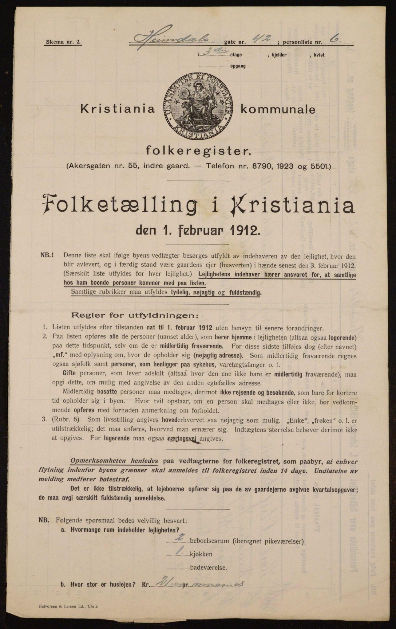 OBA, Municipal Census 1912 for Kristiania, 1912, p. 37809