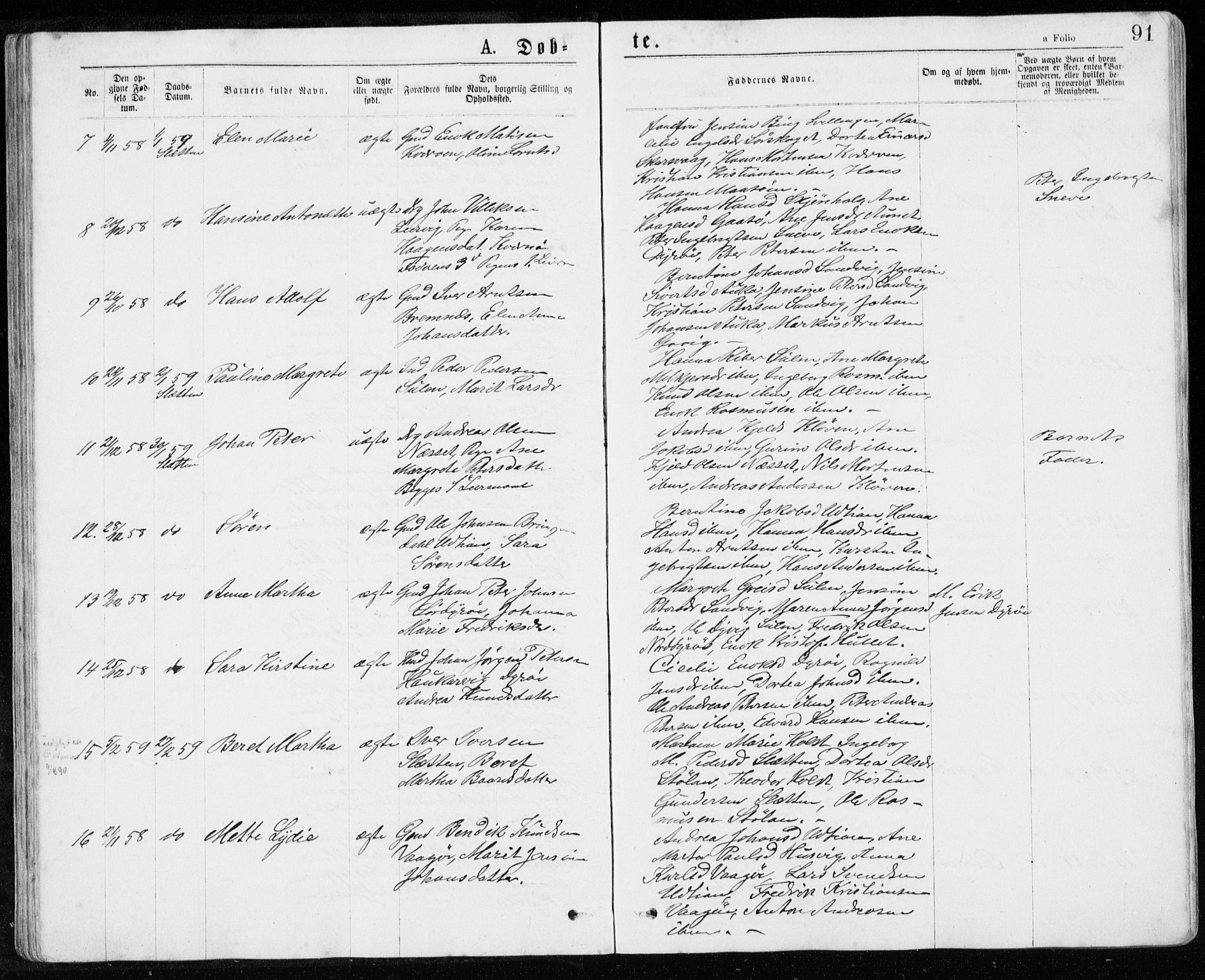 Ministerialprotokoller, klokkerbøker og fødselsregistre - Sør-Trøndelag, SAT/A-1456/640/L0576: Parish register (official) no. 640A01, 1846-1876, p. 91