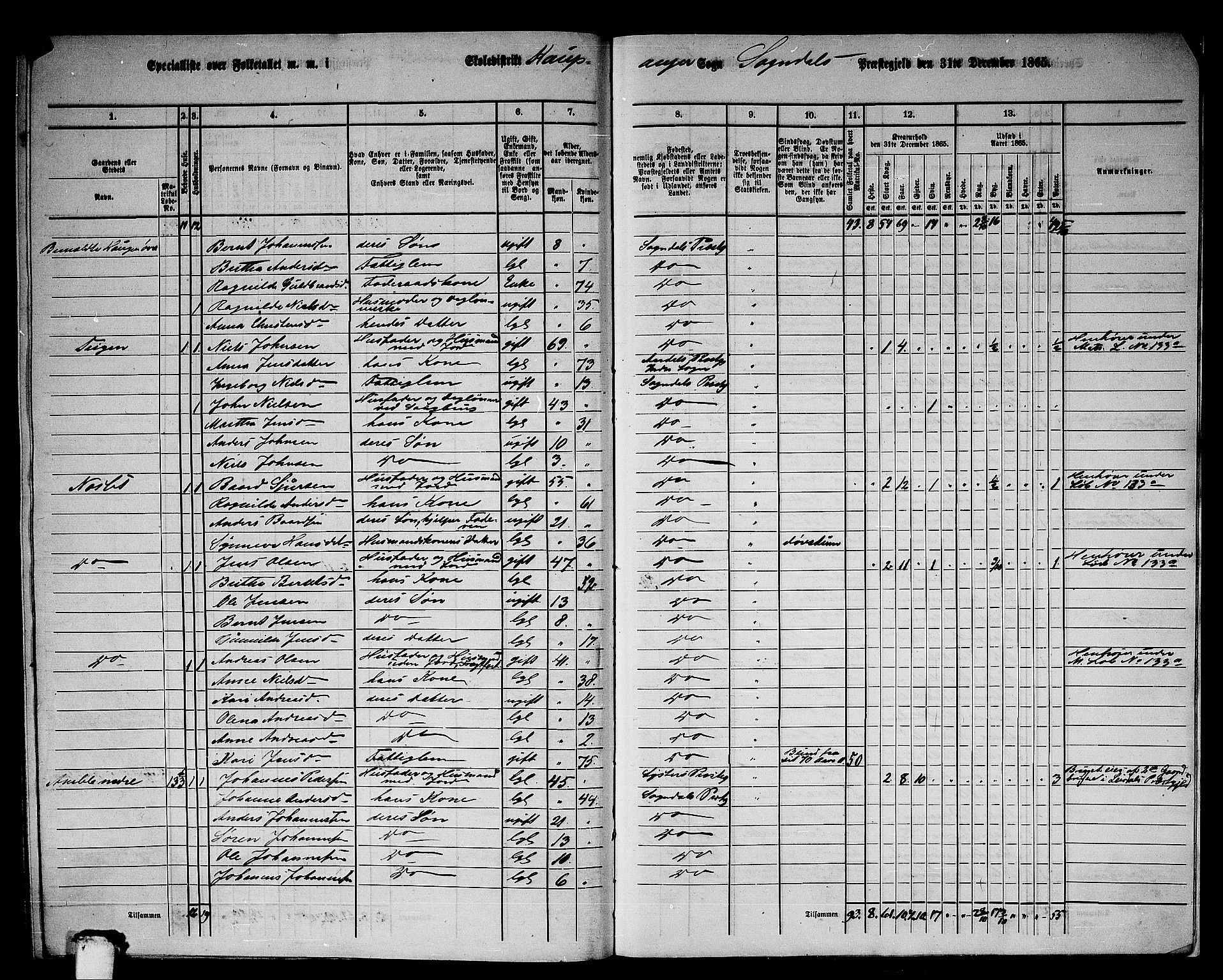 RA, 1865 census for Sogndal, 1865, p. 175