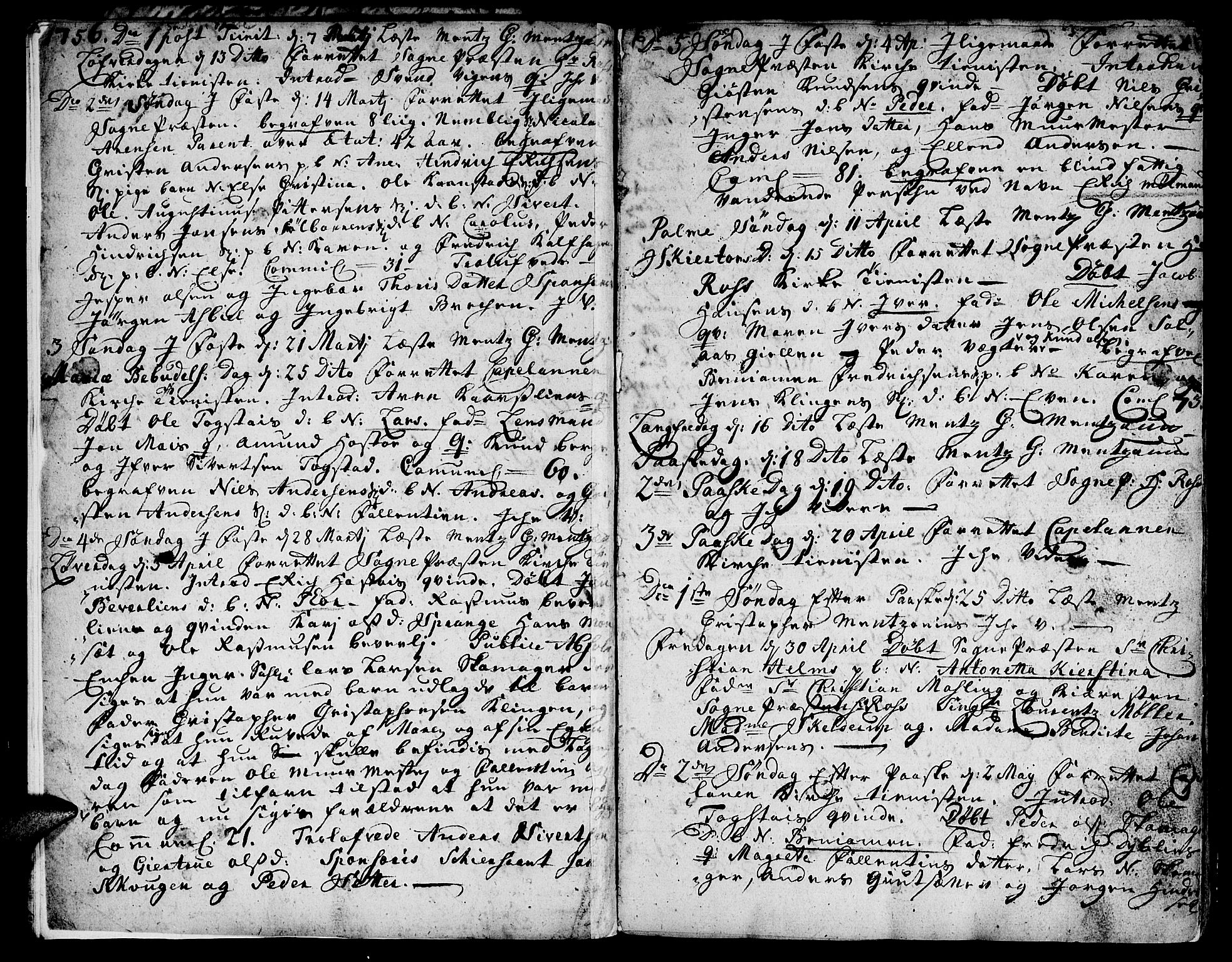 Ministerialprotokoller, klokkerbøker og fødselsregistre - Sør-Trøndelag, SAT/A-1456/671/L0840: Parish register (official) no. 671A02, 1756-1794, p. 4-5