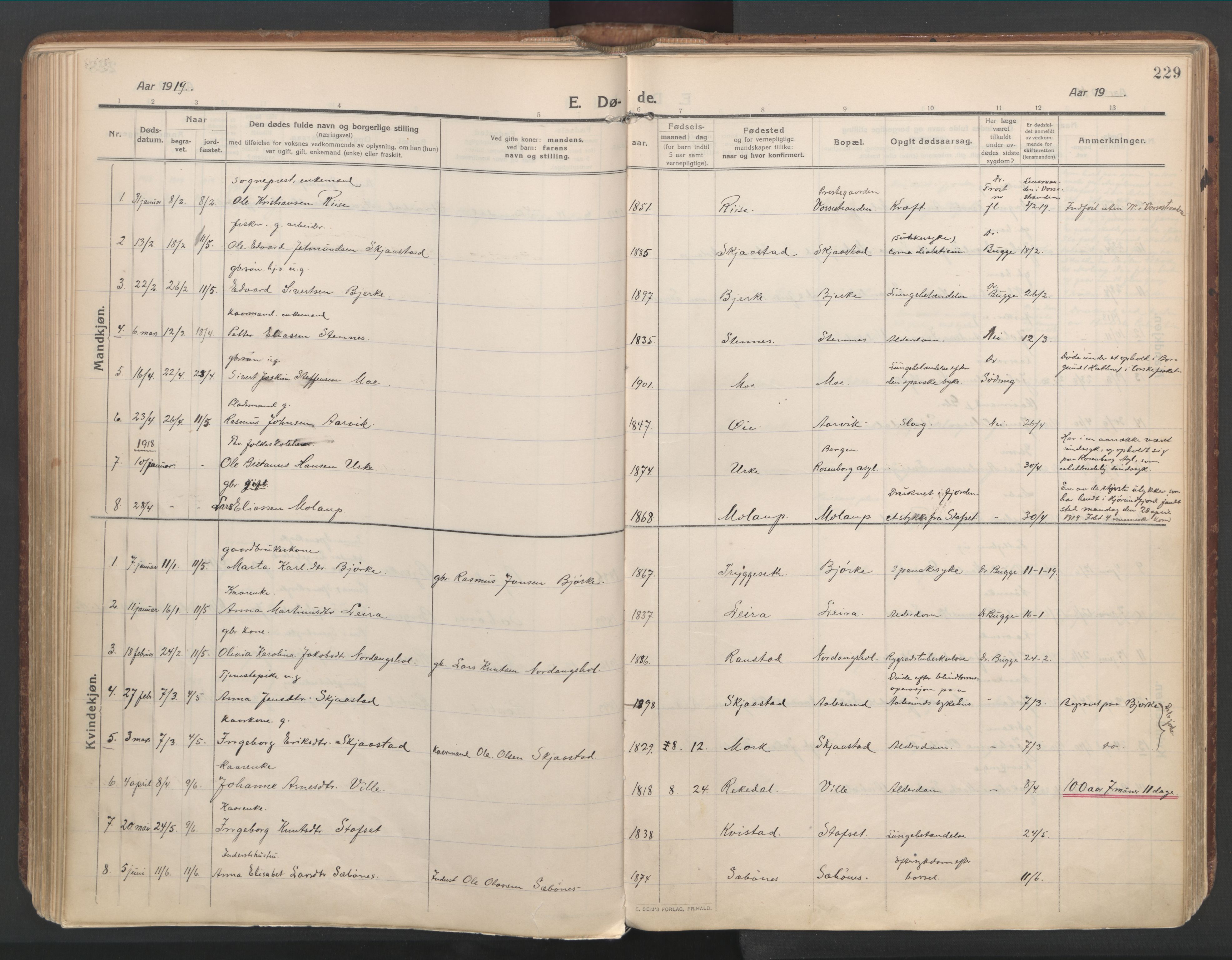 Ministerialprotokoller, klokkerbøker og fødselsregistre - Møre og Romsdal, AV/SAT-A-1454/515/L0212: Parish register (official) no. 515A08, 1911-1935, p. 229