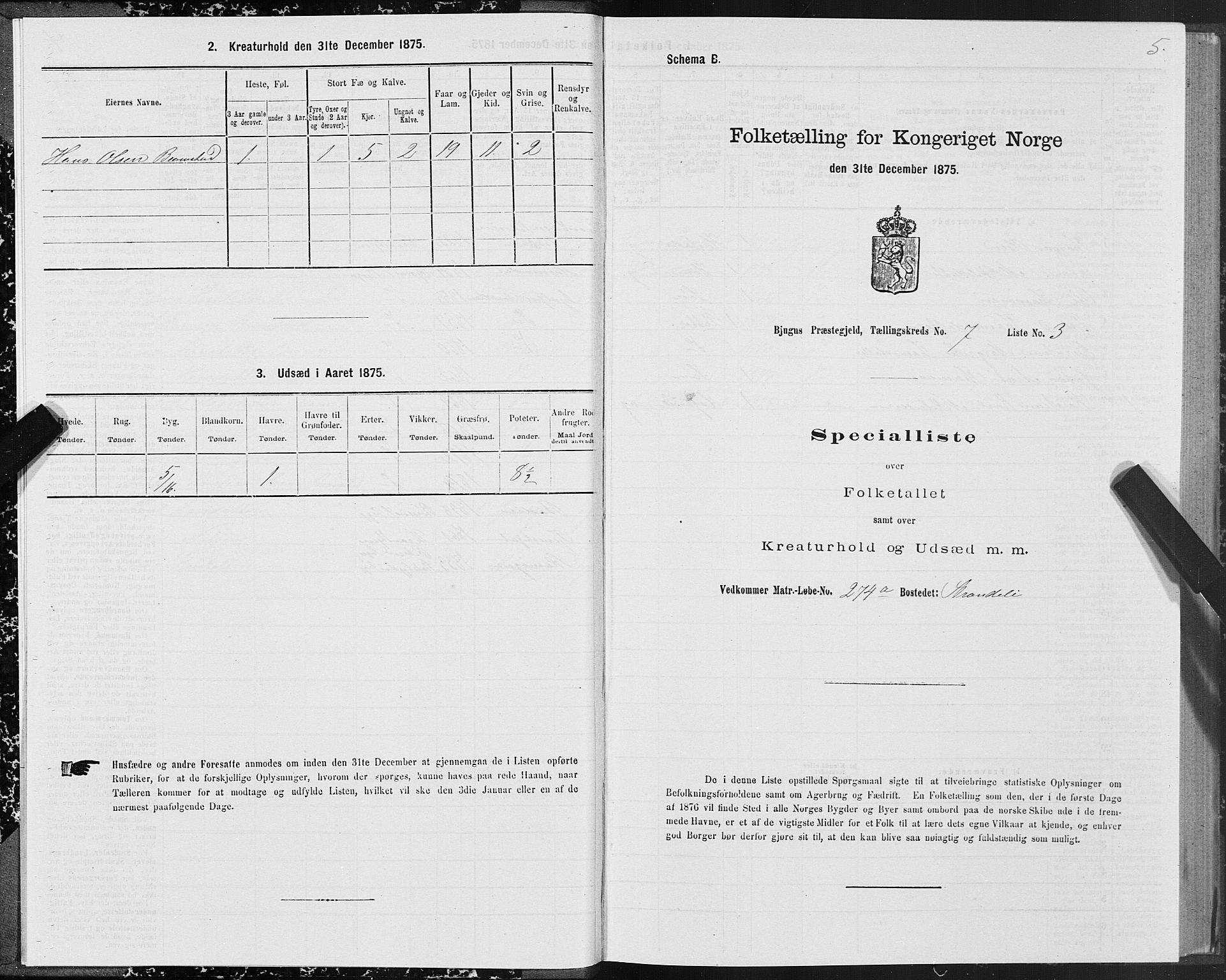 SAT, 1875 census for 1627P Bjugn, 1875, p. 4005