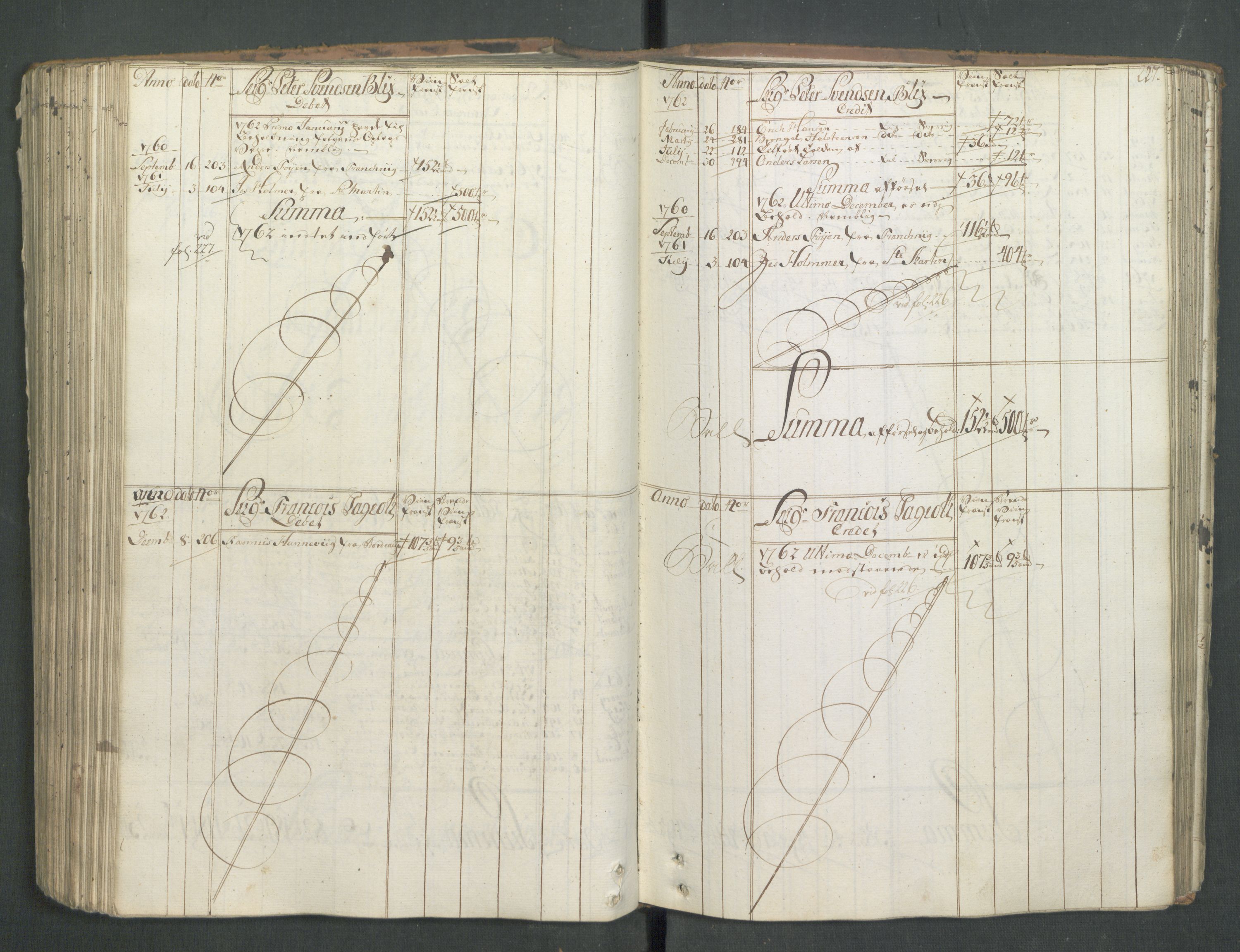 Generaltollkammeret, tollregnskaper, AV/RA-EA-5490/R01/L0046/0001: Tollregnskaper Fredrikshald / Inngående hovedtollbok, 1762, p. 226b-227a