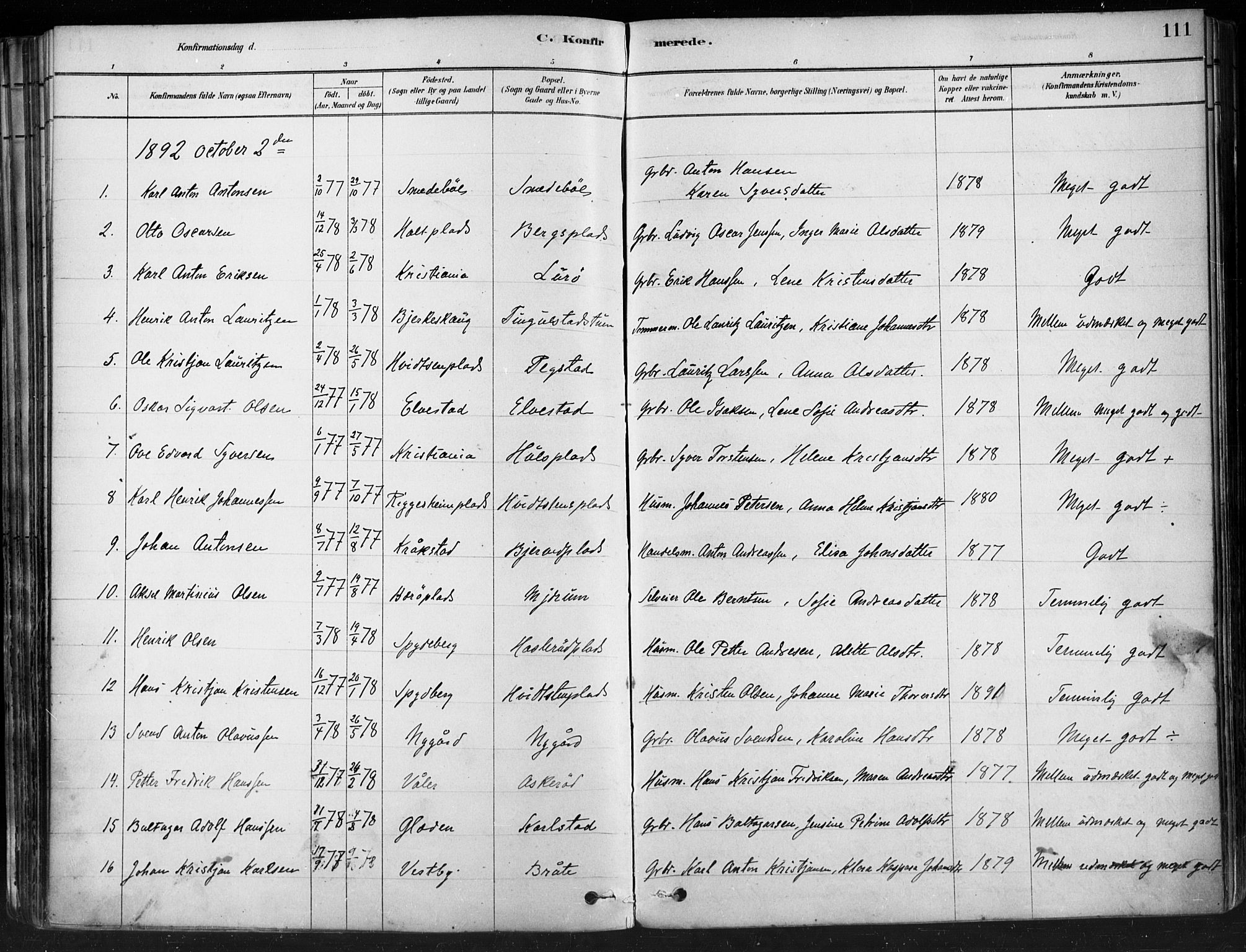 Hobøl prestekontor Kirkebøker, AV/SAO-A-2002/F/Fa/L0005: Parish register (official) no. I 5, 1878-1904, p. 111