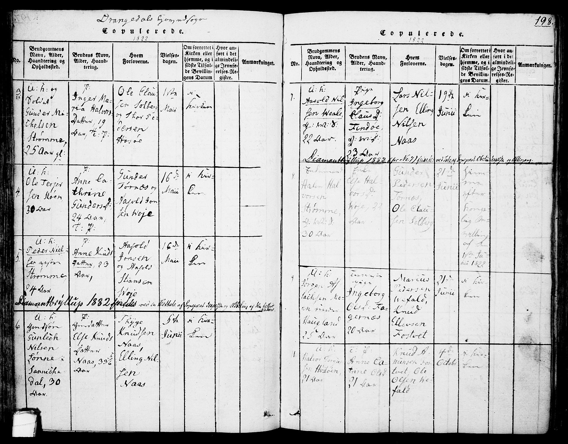Drangedal kirkebøker, SAKO/A-258/F/Fa/L0005: Parish register (official) no. 5 /1, 1814-1831, p. 198