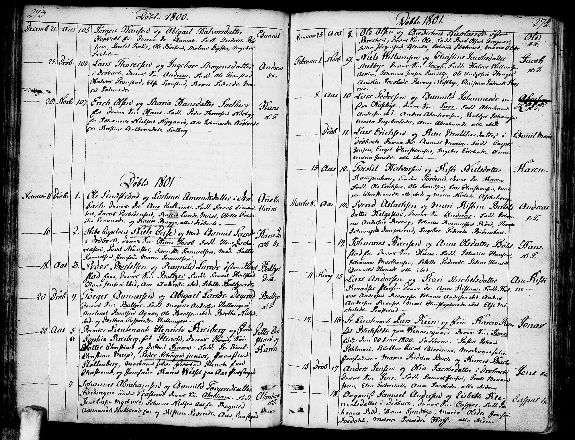 Ås prestekontor Kirkebøker, AV/SAO-A-10894/F/Fa/L0002: Parish register (official) no. I 2, 1778-1813, p. 273-274