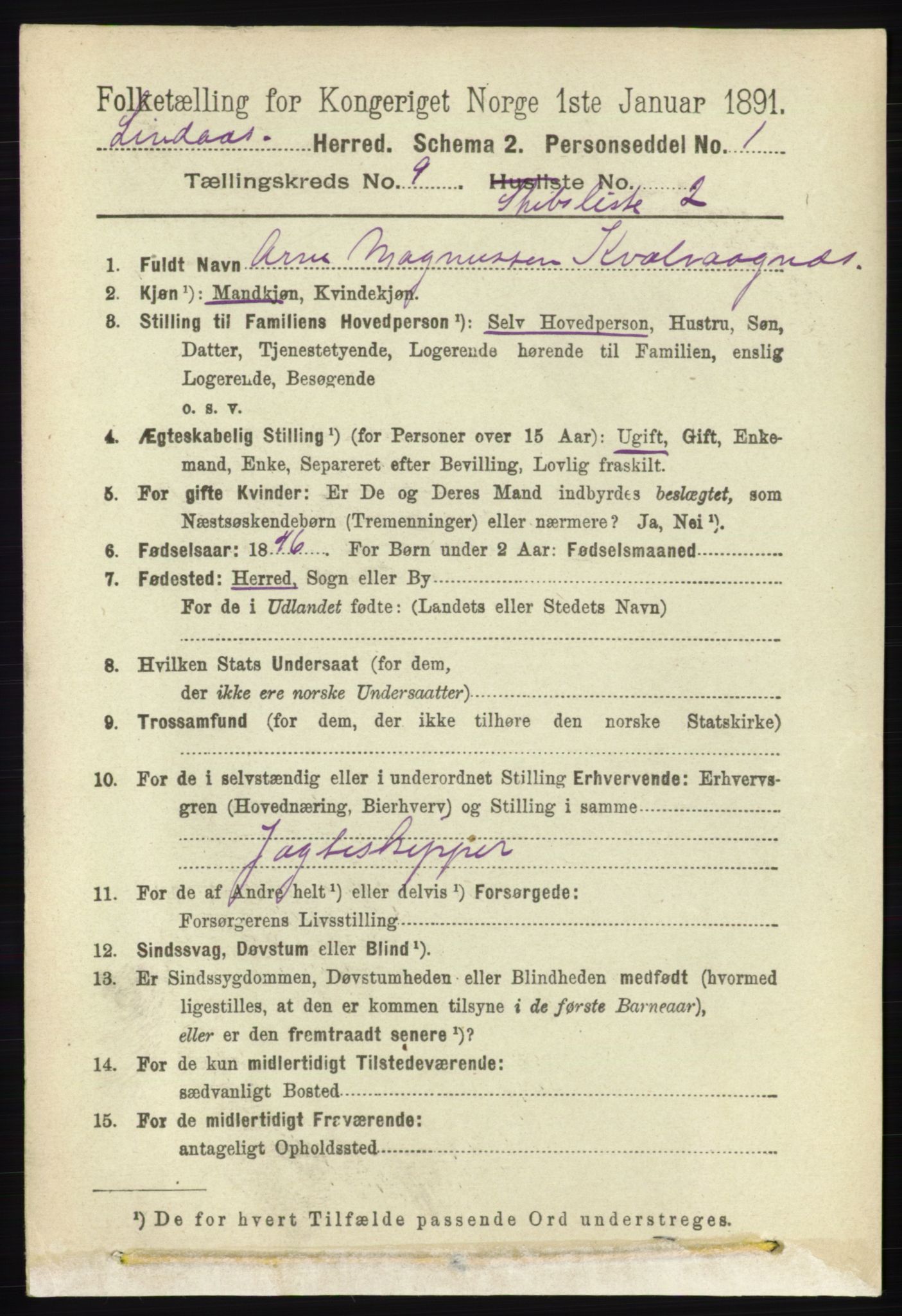 RA, 1891 census for 1263 Lindås, 1891, p. 2959