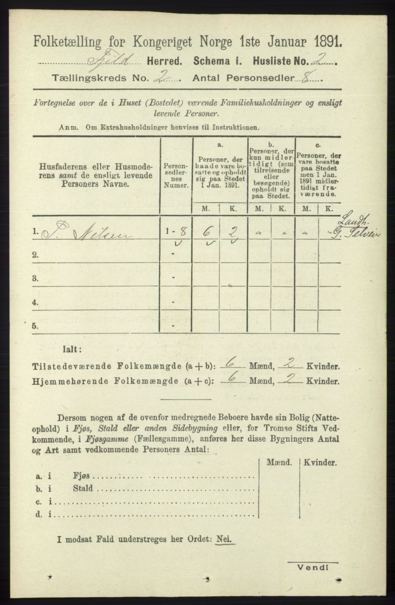 RA, 1891 census for 1246 Fjell, 1891, p. 622