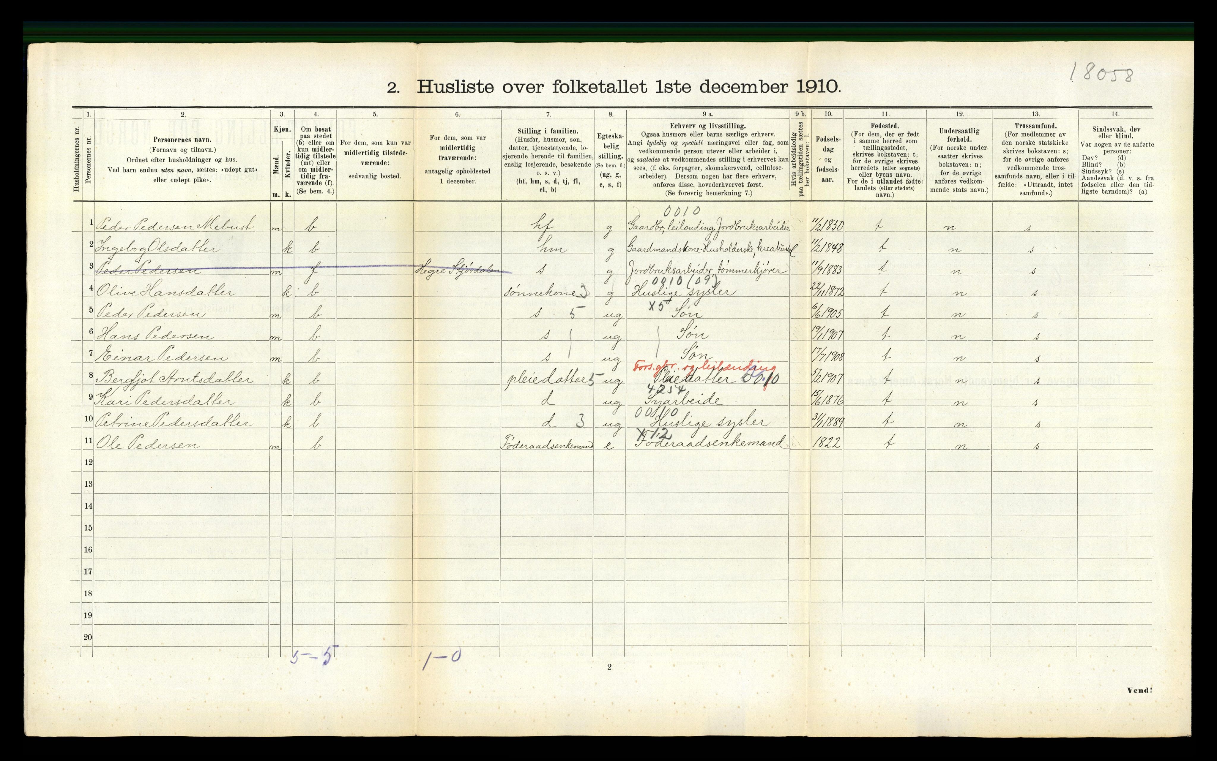 RA, 1910 census for Selbu, 1910, p. 1005