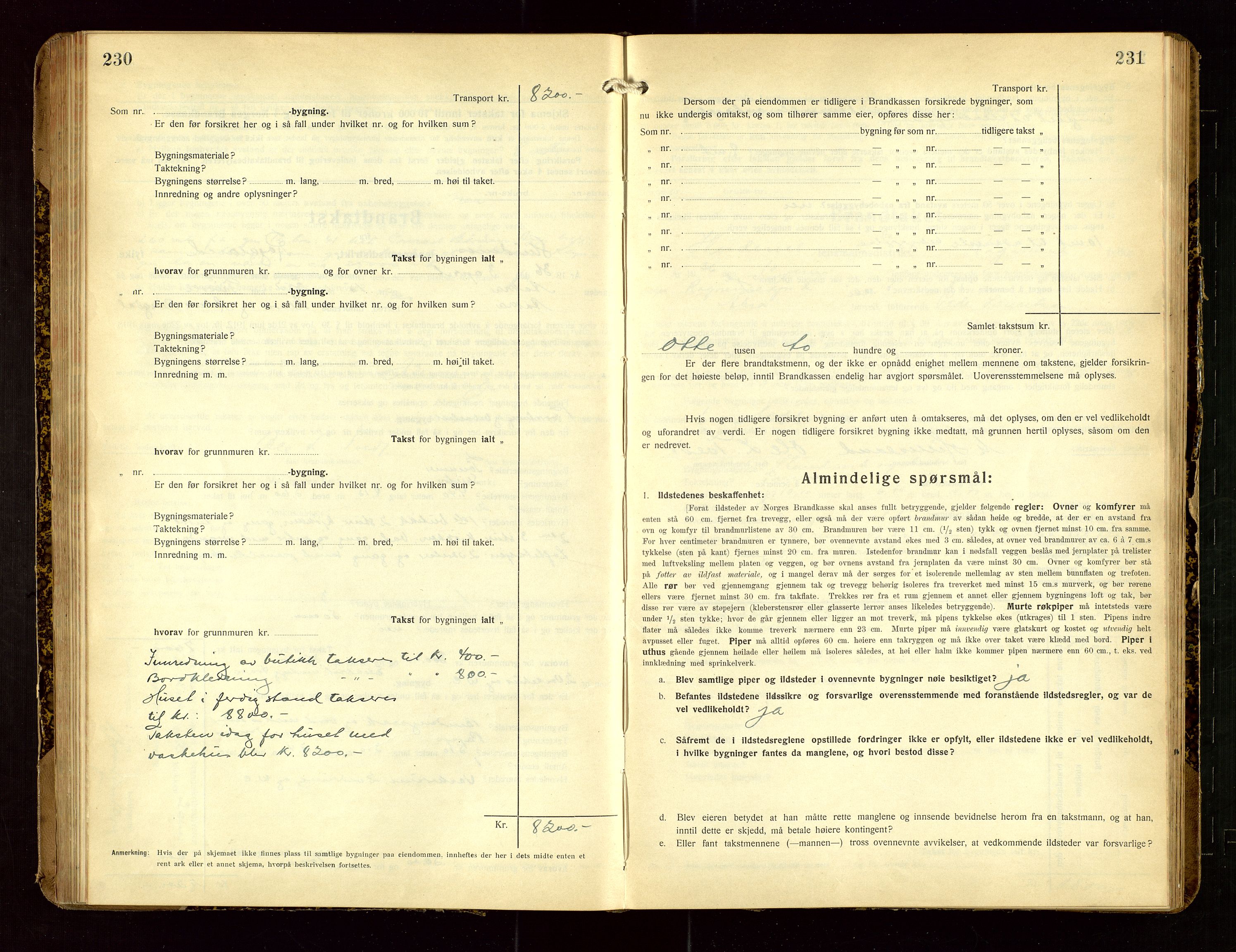 Skudenes lensmannskontor, SAST/A-100444/Gob/L0002: "Brandtakstprotokoll", 1925-1952, p. 230-231