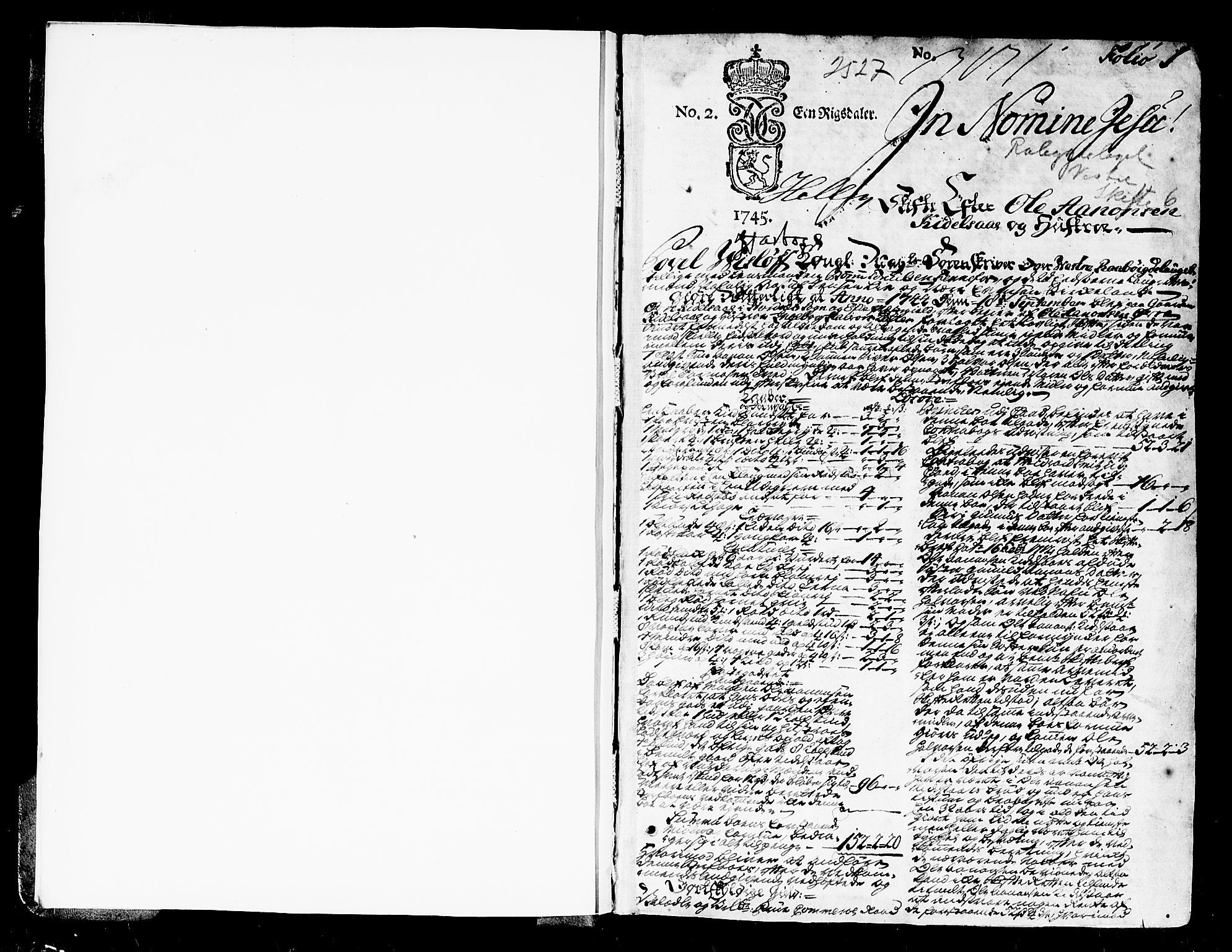 Setesdal sorenskriveri, SAK/1221-0011/H/Hc/L0006: Skifteprotokoll nr 6 med register, 1744-1755, p. 0b-1a
