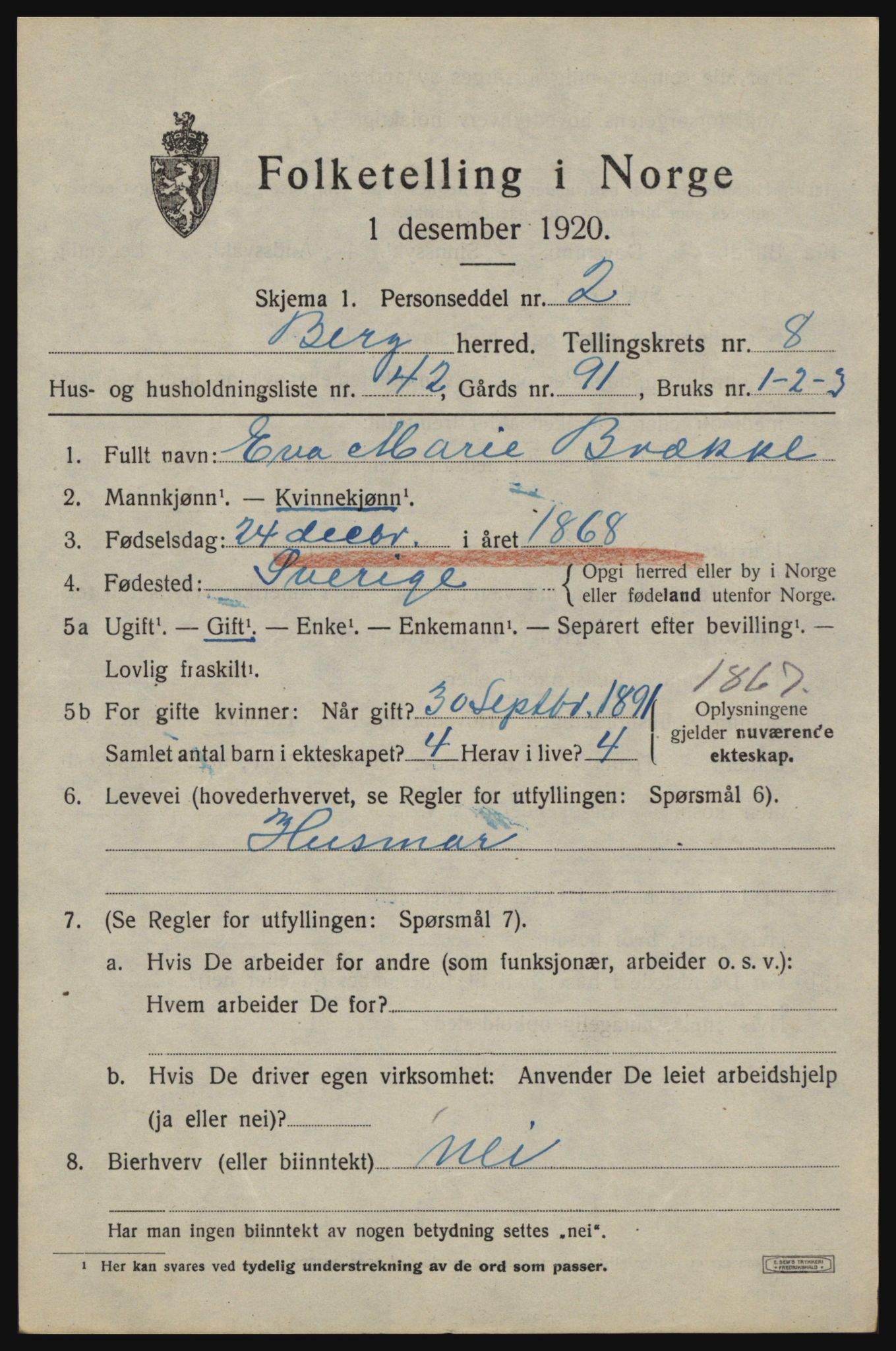 SAO, 1920 census for Berg, 1920, p. 14427