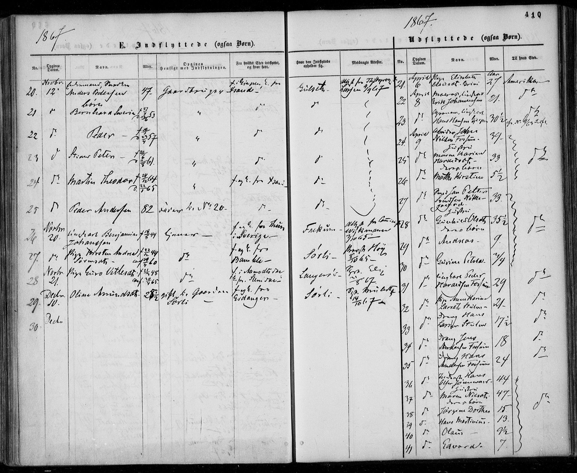 Gjerpen kirkebøker, SAKO/A-265/F/Fa/L0008b: Parish register (official) no. I 8B, 1857-1871, p. 410