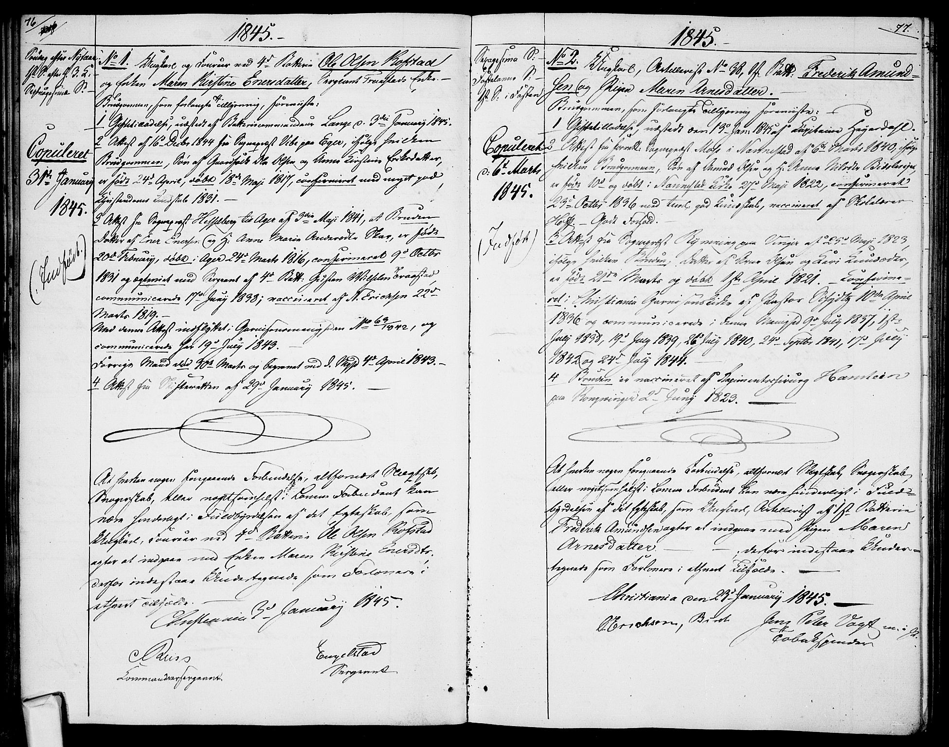 Garnisonsmenigheten Kirkebøker, SAO/A-10846/H/Ha/L0005: Banns register no. I 5, 1844-1856, p. 76-77