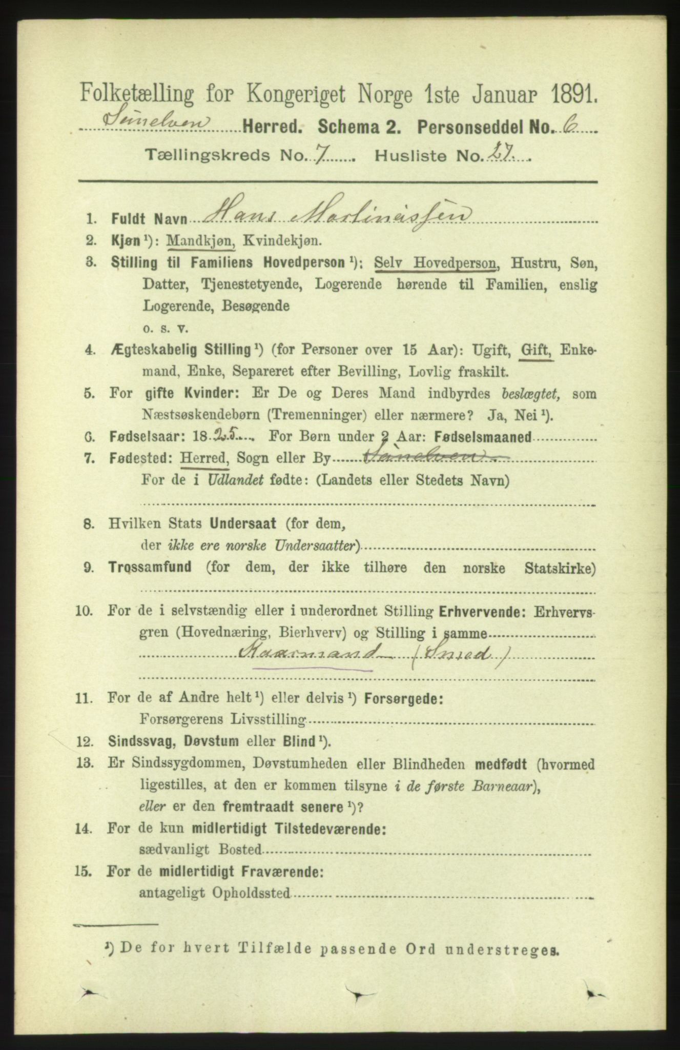 RA, 1891 census for 1523 Sunnylven, 1891, p. 1984