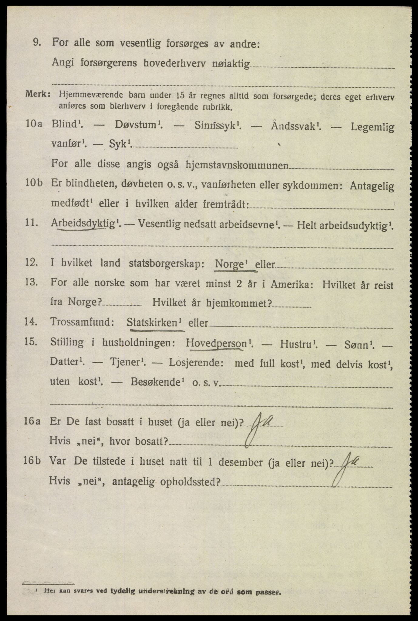 SAK, 1920 census for Lyngdal, 1920, p. 4404