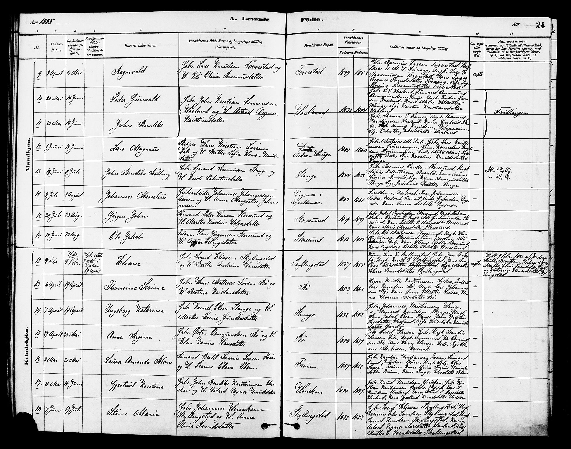 Torvastad sokneprestkontor, AV/SAST-A -101857/H/Ha/Haa/L0014: Parish register (official) no. A 13, 1879-1888, p. 24