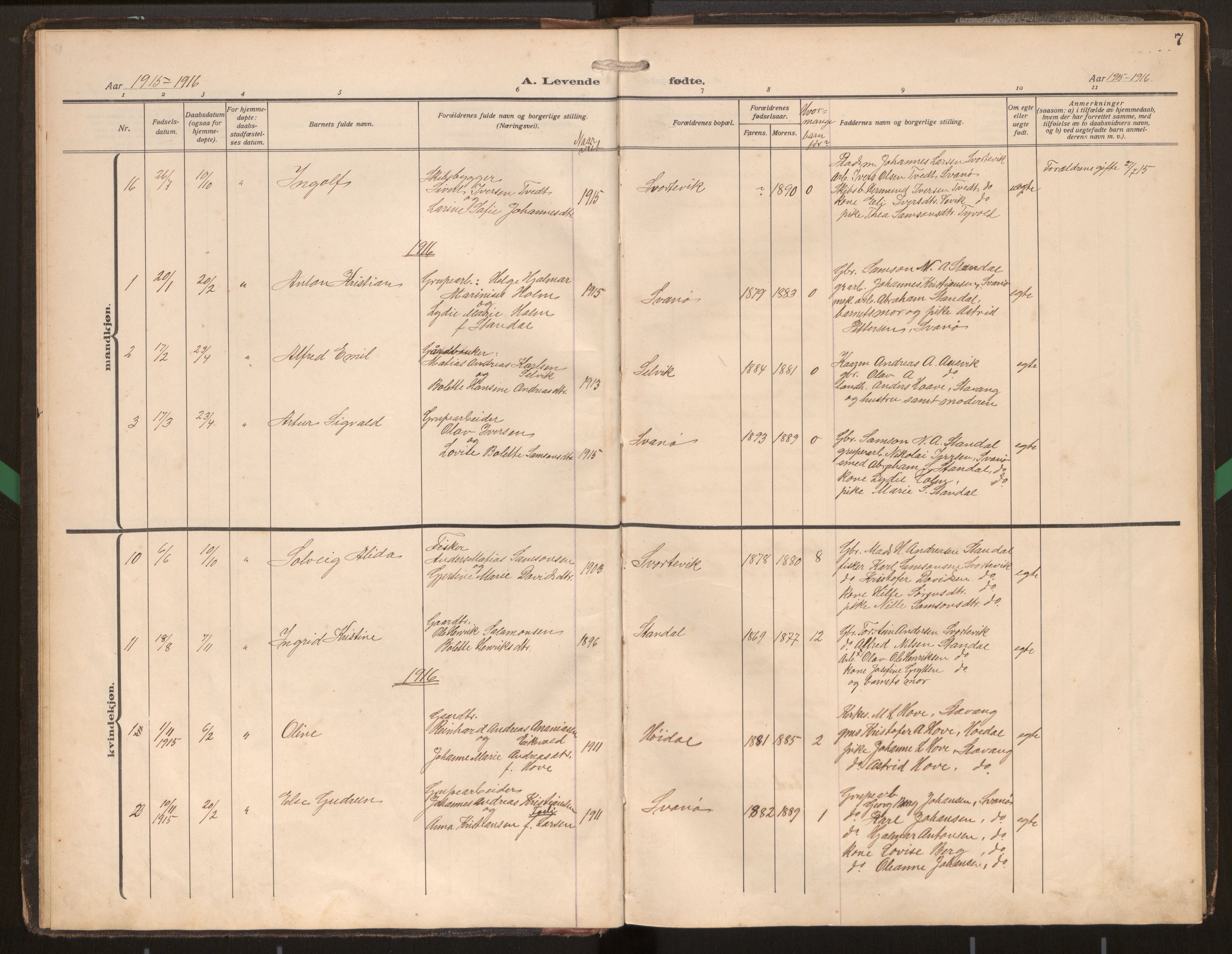 Kinn sokneprestembete, SAB/A-80801/H/Hab/Habc/L0004: Parish register (copy) no. C 4, 1914-1943, p. 7