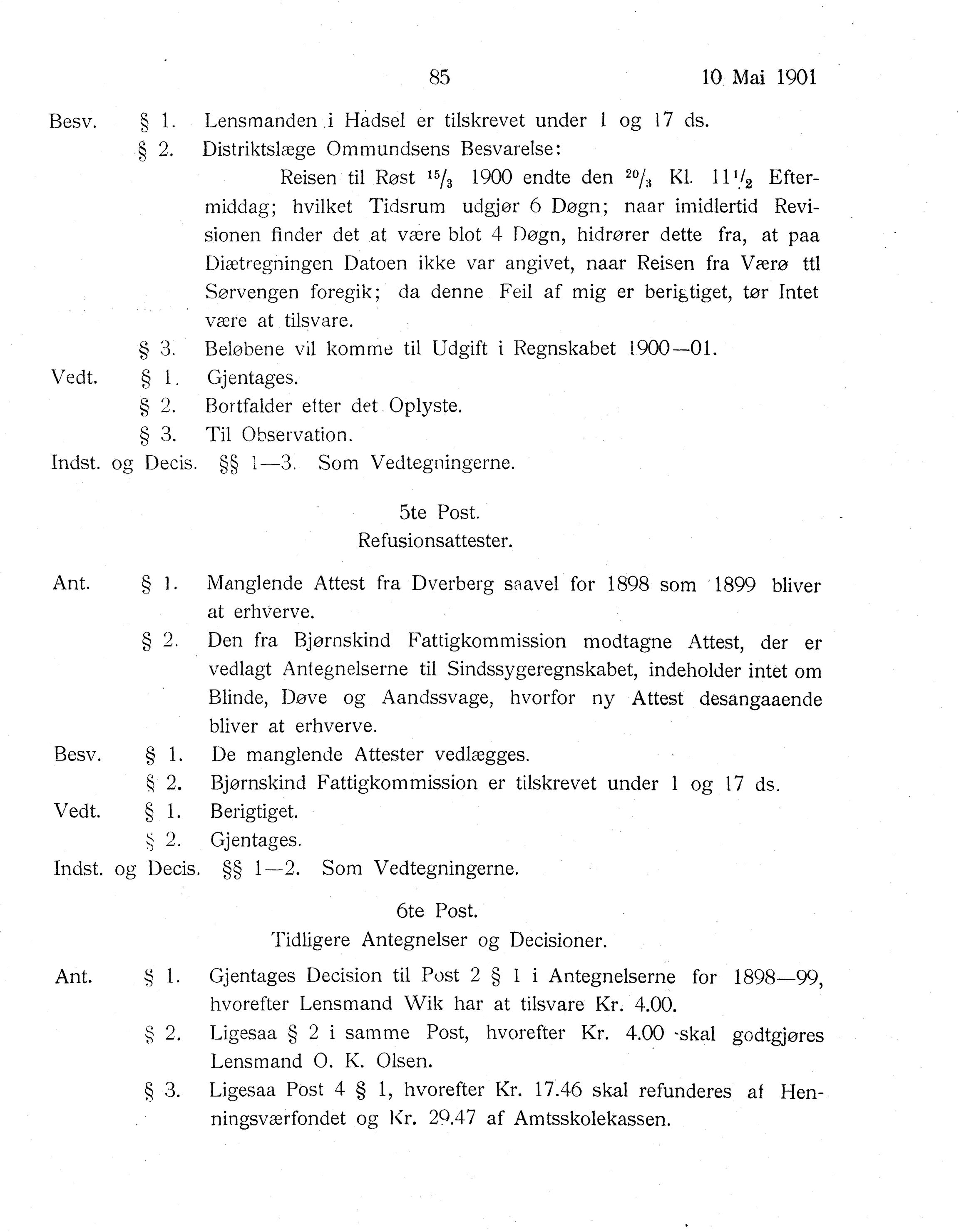 Nordland Fylkeskommune. Fylkestinget, AIN/NFK-17/176/A/Ac/L0024: Fylkestingsforhandlinger 1901, 1901