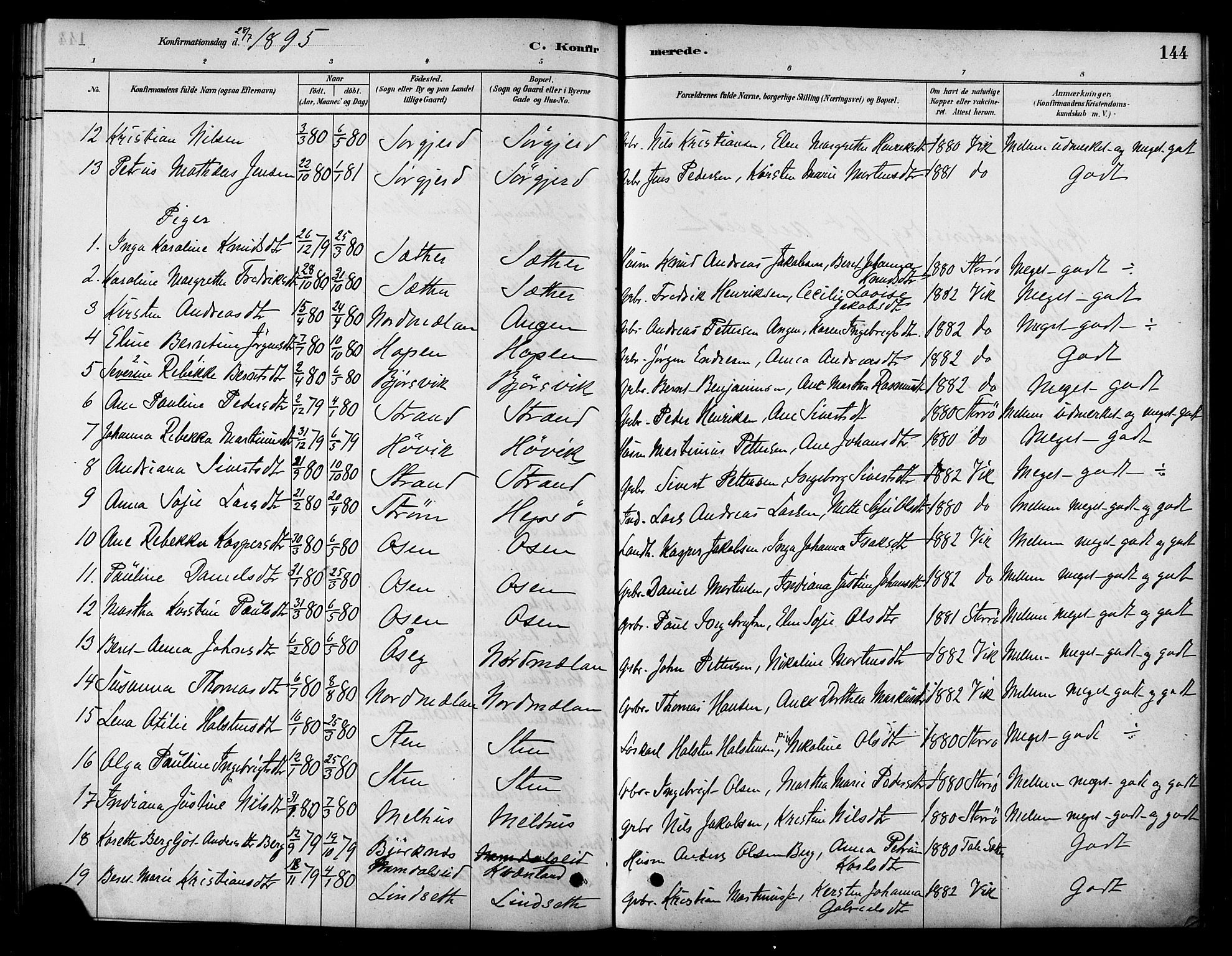 Ministerialprotokoller, klokkerbøker og fødselsregistre - Sør-Trøndelag, AV/SAT-A-1456/658/L0722: Parish register (official) no. 658A01, 1879-1896, p. 144