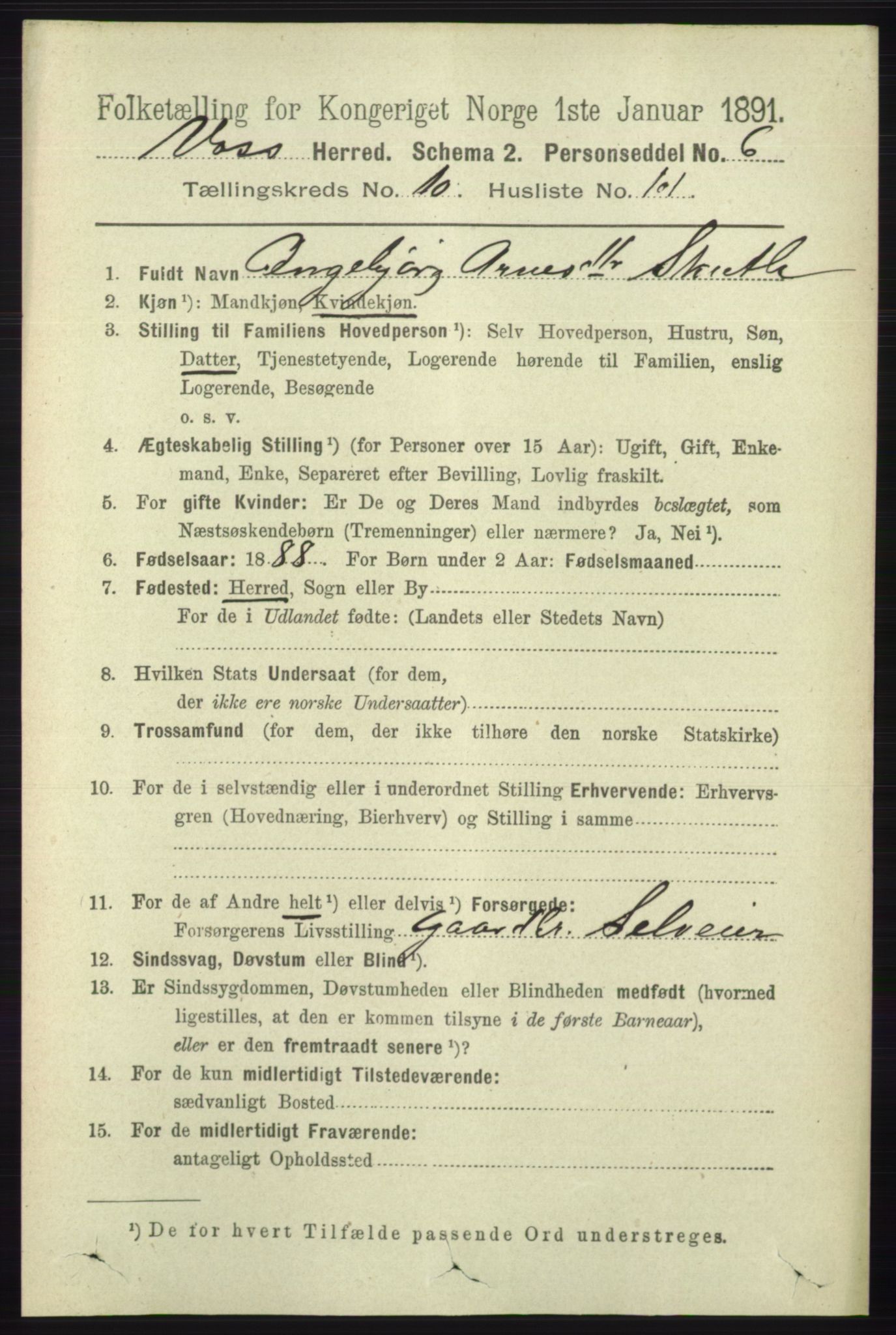 RA, 1891 census for 1235 Voss, 1891, p. 5711