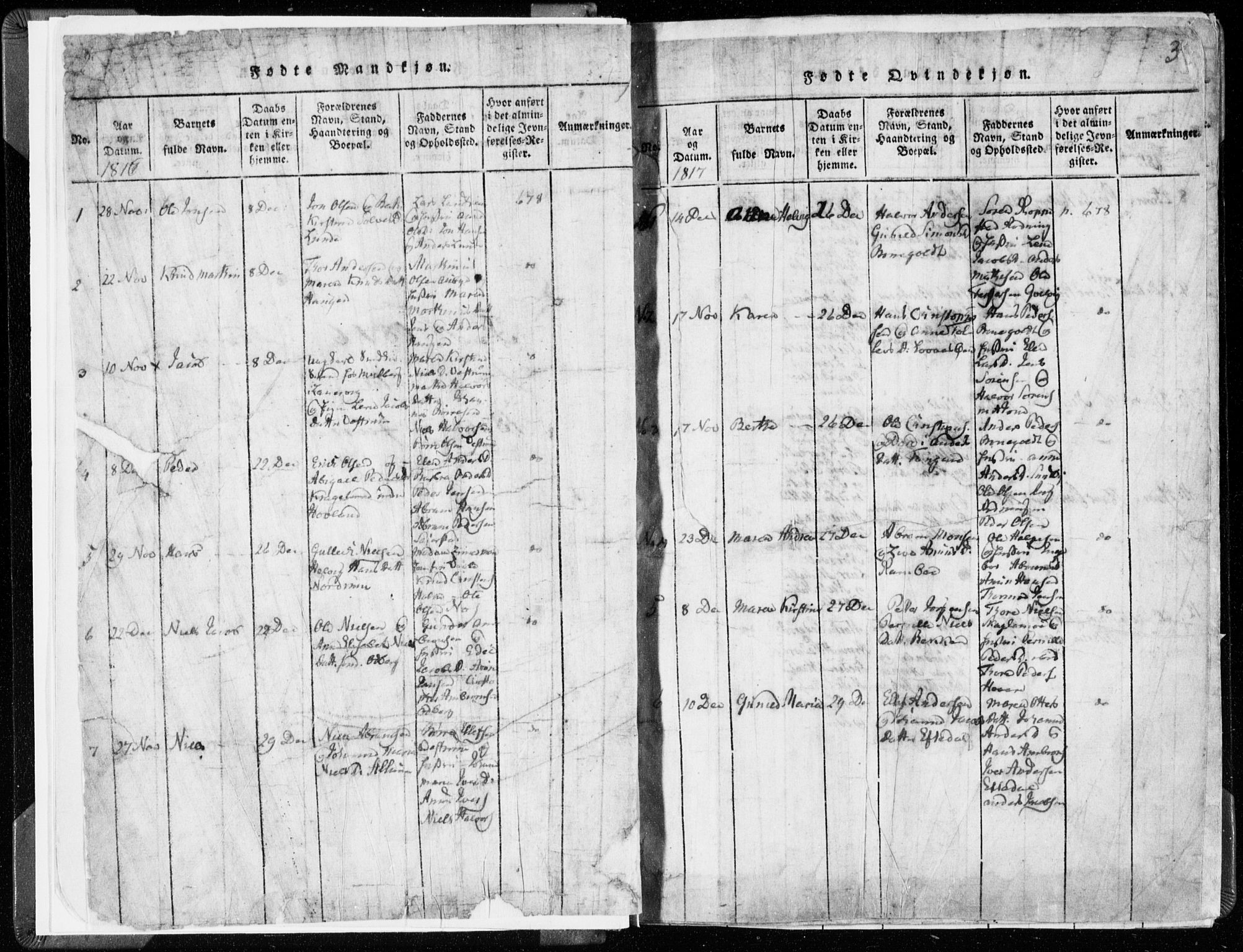 Hedrum kirkebøker, AV/SAKO-A-344/F/Fa/L0004: Parish register (official) no. I 4, 1817-1835, p. 3