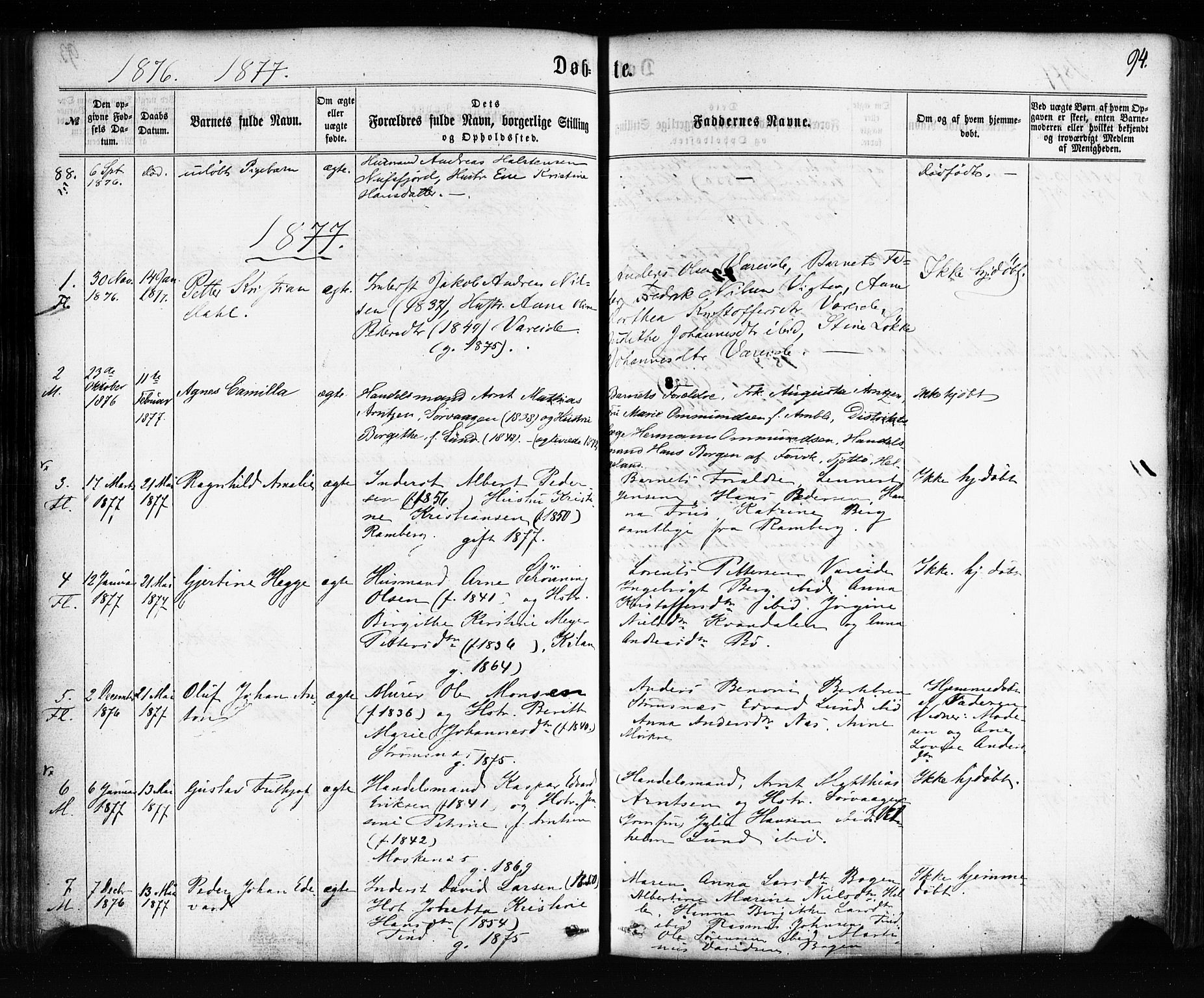 Ministerialprotokoller, klokkerbøker og fødselsregistre - Nordland, AV/SAT-A-1459/885/L1203: Parish register (official) no. 885A04, 1859-1877, p. 94