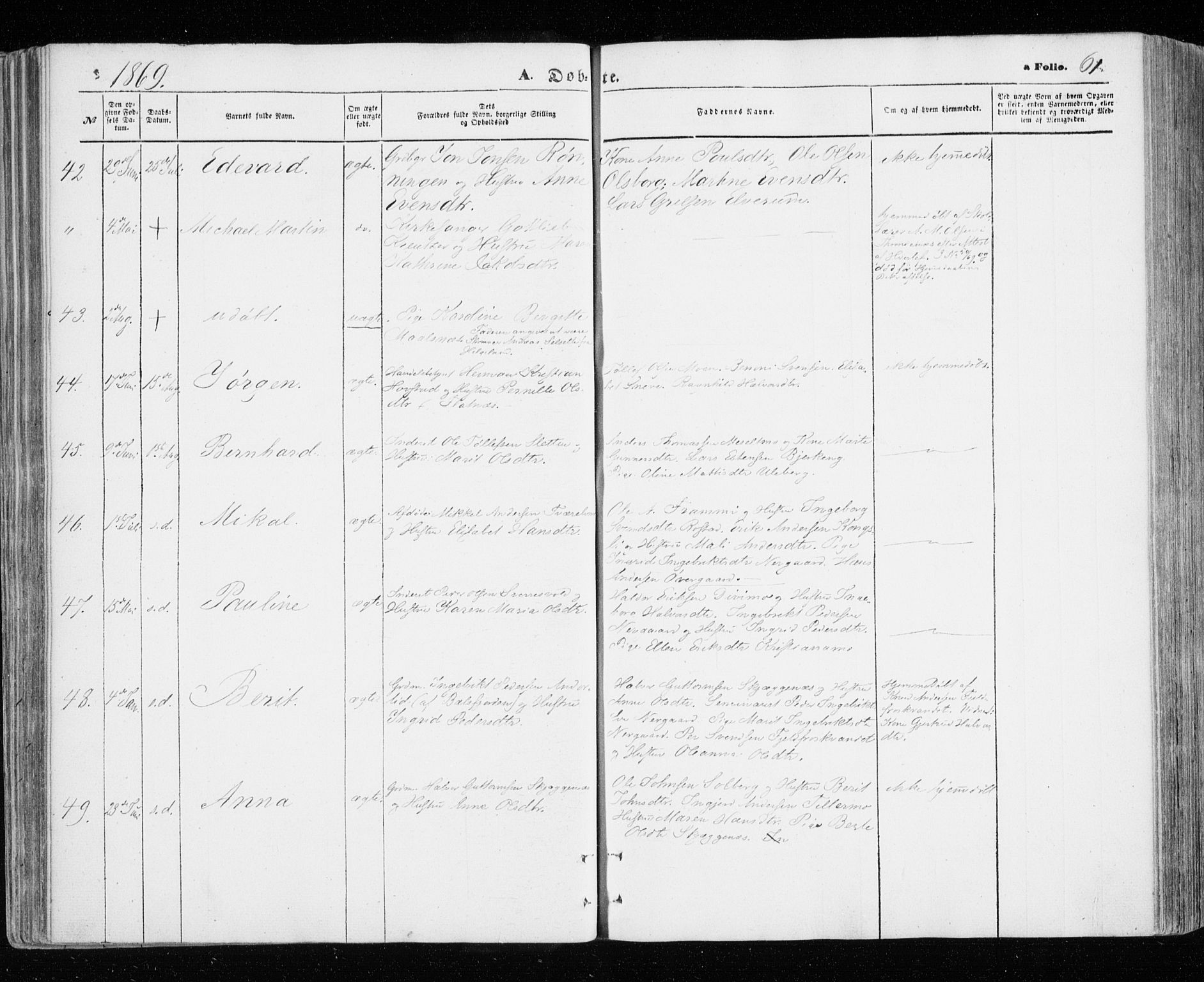 Målselv sokneprestembete, SATØ/S-1311/G/Ga/Gaa/L0004kirke: Parish register (official) no. 4, 1863-1872, p. 61