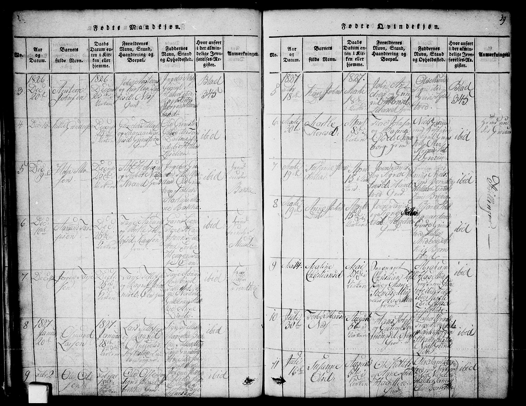 Nissedal kirkebøker, SAKO/A-288/G/Ga/L0001: Parish register (copy) no. I 1, 1814-1860, p. 39
