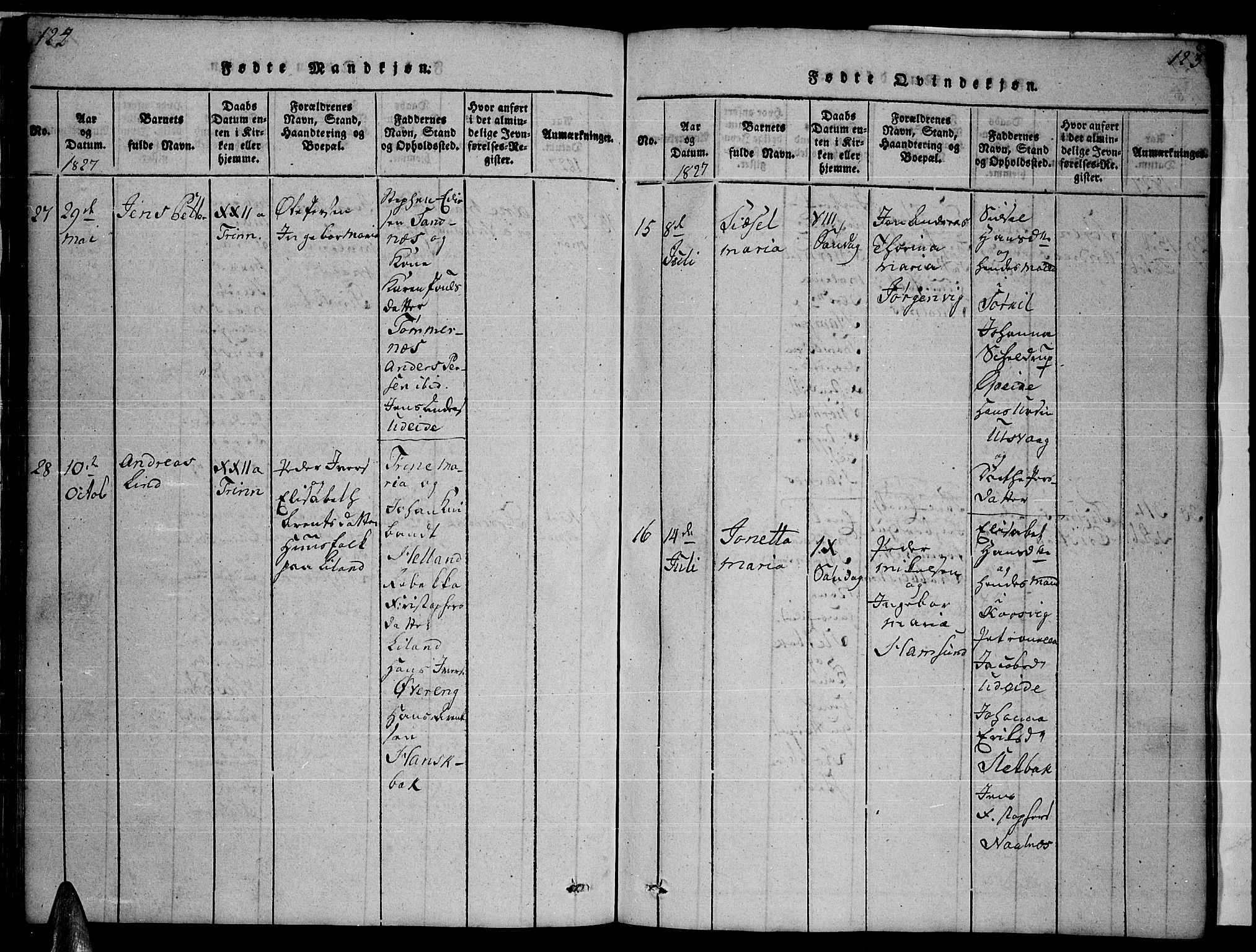 Ministerialprotokoller, klokkerbøker og fødselsregistre - Nordland, SAT/A-1459/859/L0855: Parish register (copy) no. 859C01, 1821-1839, p. 122-123