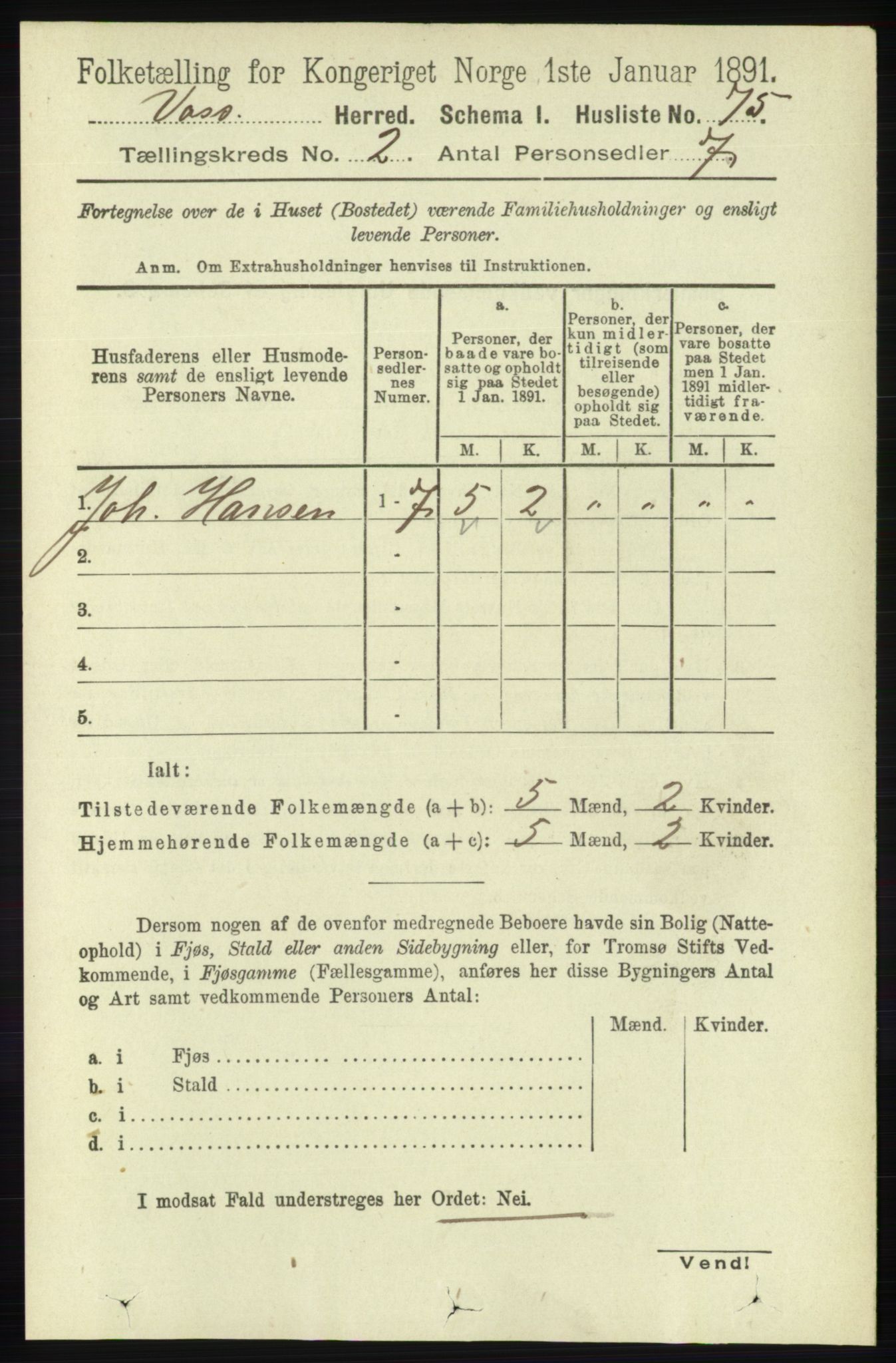 RA, 1891 census for 1235 Voss, 1891, p. 617