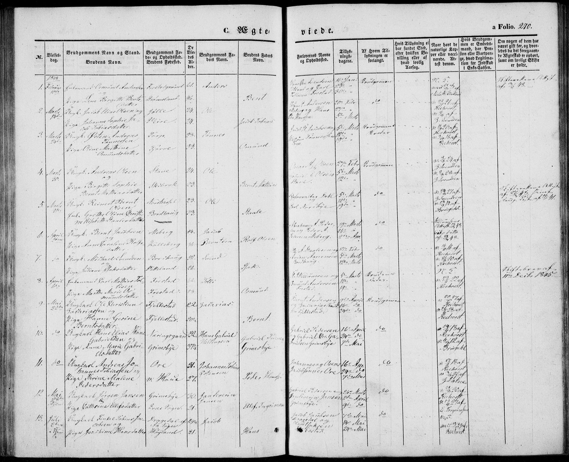 Lista sokneprestkontor, AV/SAK-1111-0027/F/Fb/L0002: Parish register (copy) no. B 2, 1847-1862, p. 270