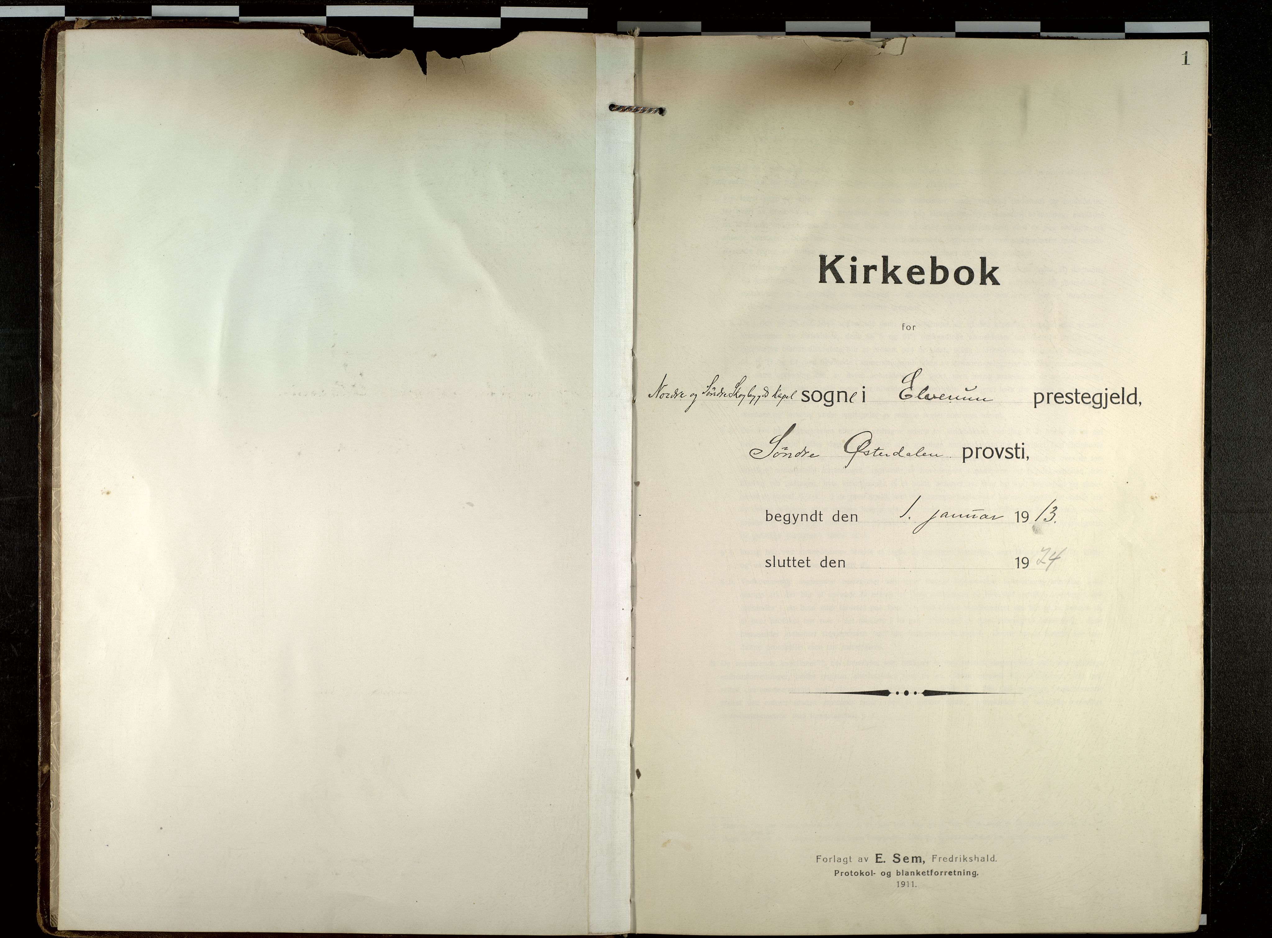 Elverum prestekontor, AV/SAH-PREST-044/H/Ha/Haa/L0022: Parish register (official) no. 22, 1913-1924, p. 1