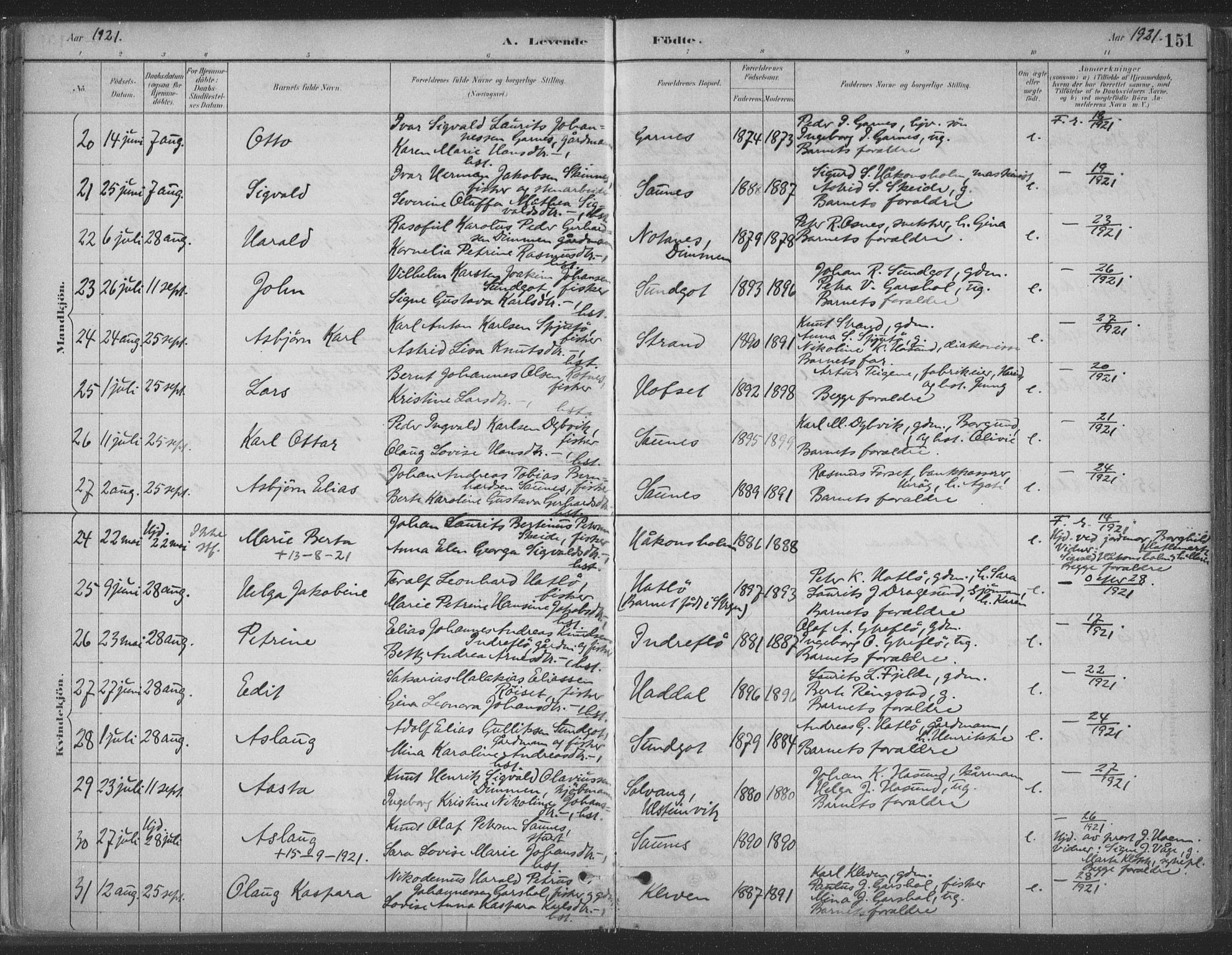 Ministerialprotokoller, klokkerbøker og fødselsregistre - Møre og Romsdal, AV/SAT-A-1454/509/L0106: Parish register (official) no. 509A04, 1883-1922, p. 151