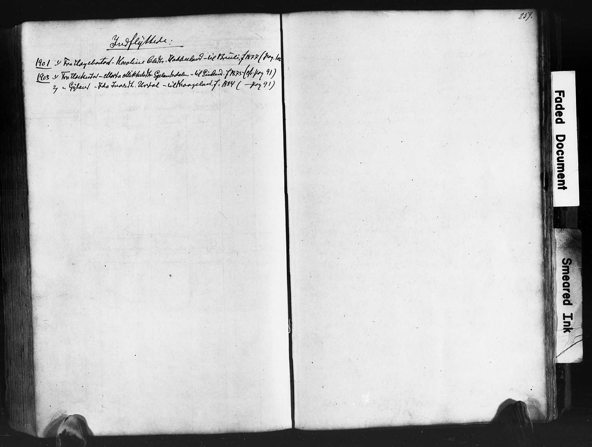 Fjotland sokneprestkontor, SAK/1111-0010/F/Fb/L0003: Parish register (copy) no. B 3, 1872-1924, p. 259