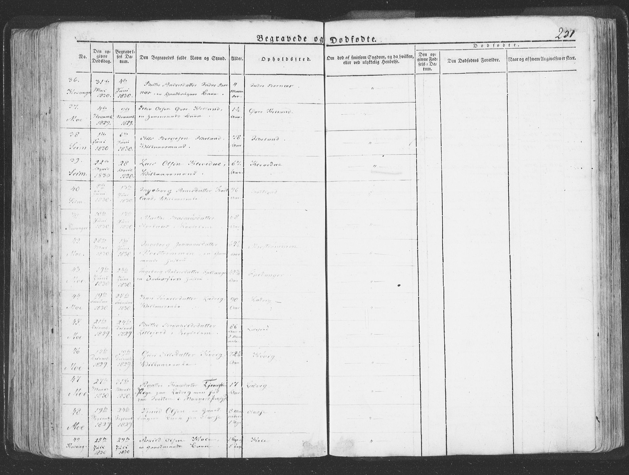 Hosanger sokneprestembete, AV/SAB-A-75801/H/Haa: Parish register (official) no. A 6, 1824-1835, p. 237