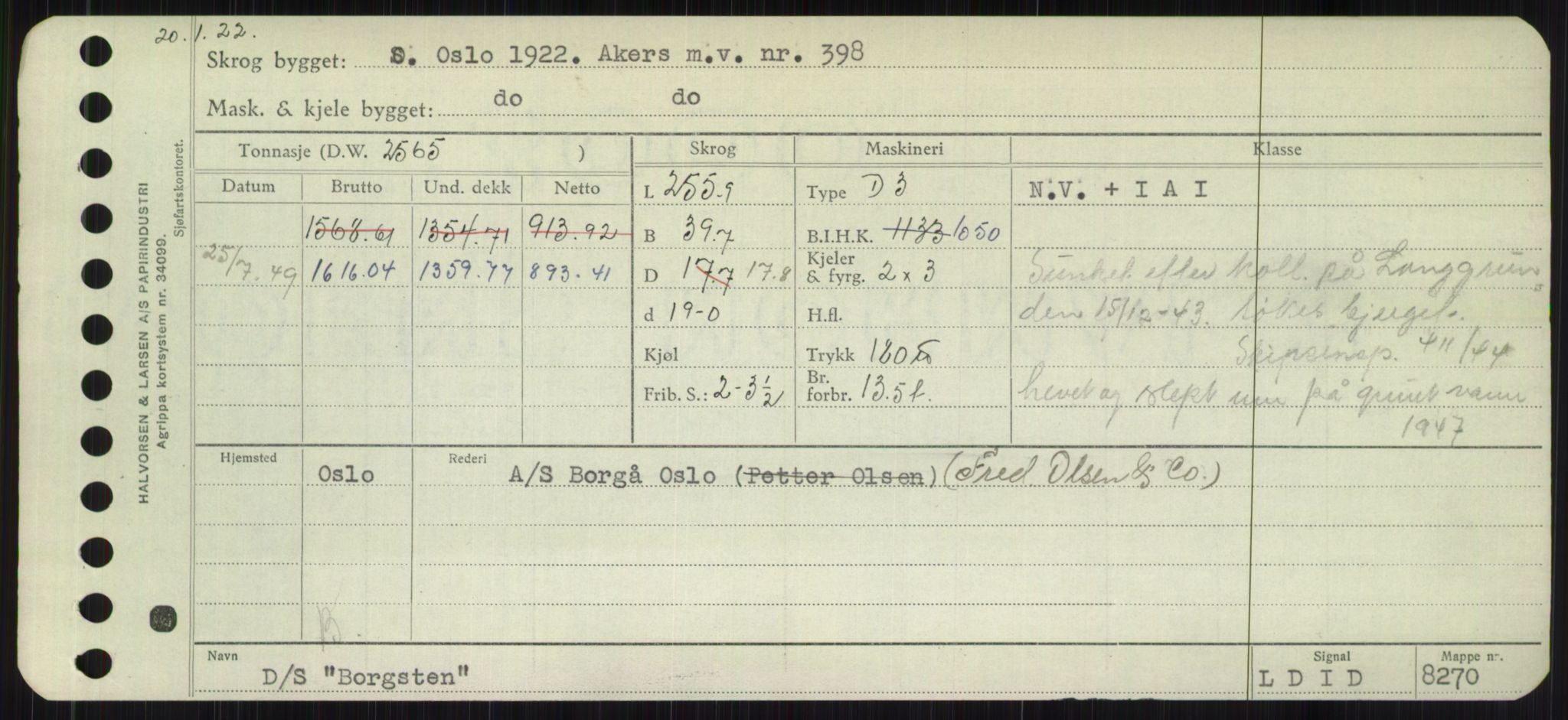 Sjøfartsdirektoratet med forløpere, Skipsmålingen, RA/S-1627/H/Hb/L0001: Fartøy, A-D, p. 325