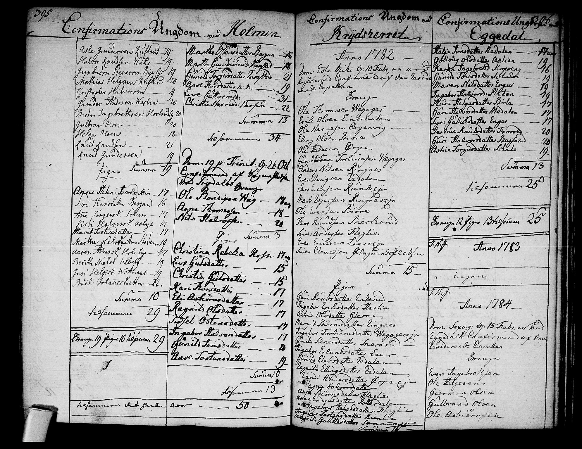 Sigdal kirkebøker, AV/SAKO-A-245/F/Fa/L0002: Parish register (official) no. I 2, 1778-1792, p. 395-396