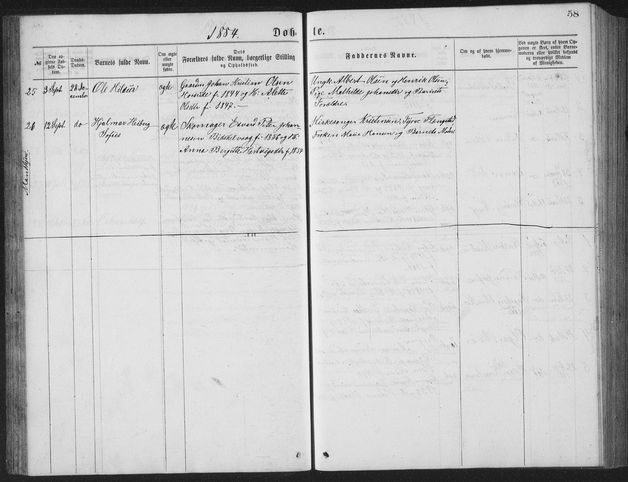 Ministerialprotokoller, klokkerbøker og fødselsregistre - Nordland, AV/SAT-A-1459/886/L1225: Parish register (copy) no. 886C02, 1874-1896, p. 58