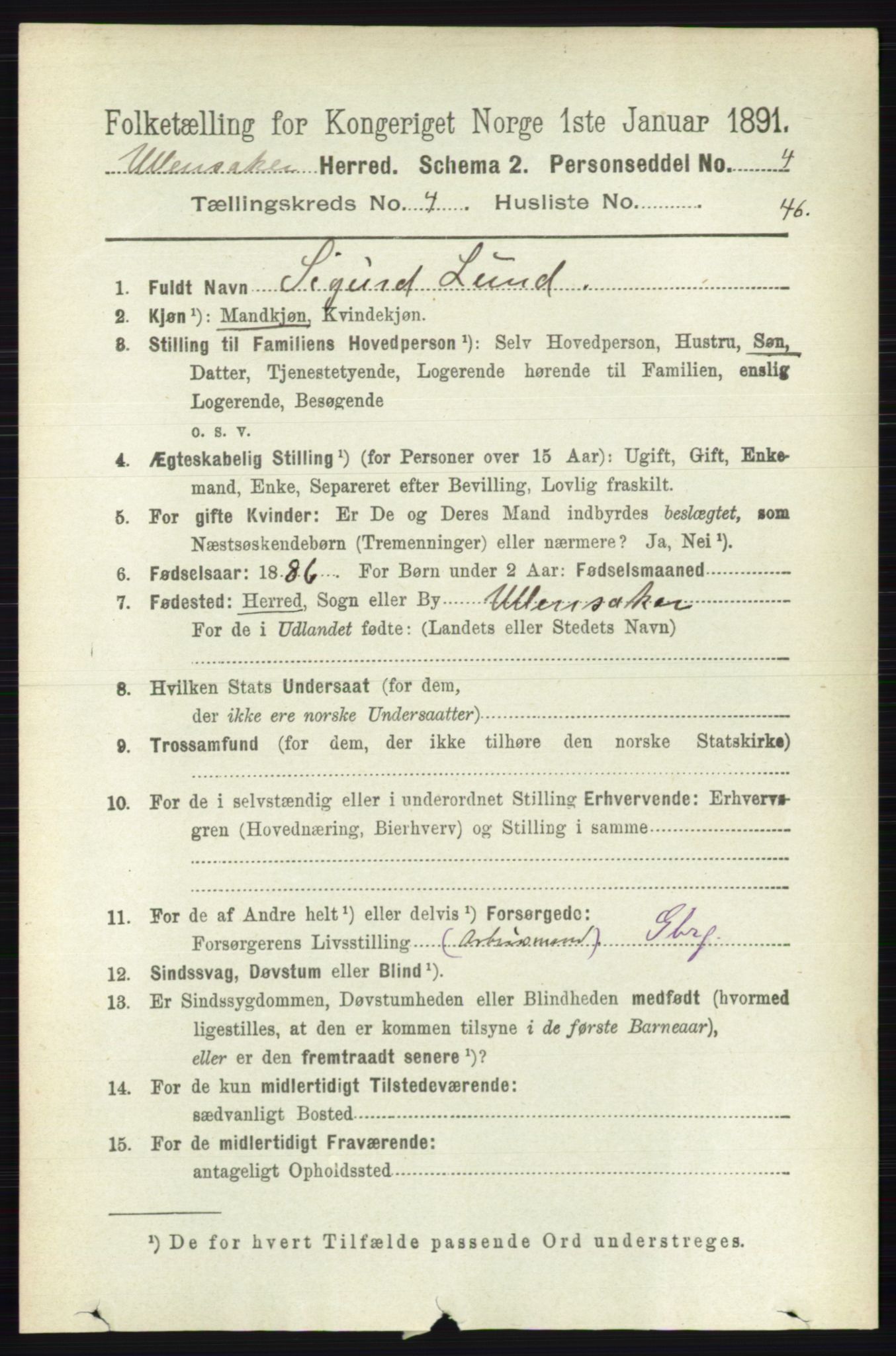 RA, 1891 census for 0235 Ullensaker, 1891, p. 1750