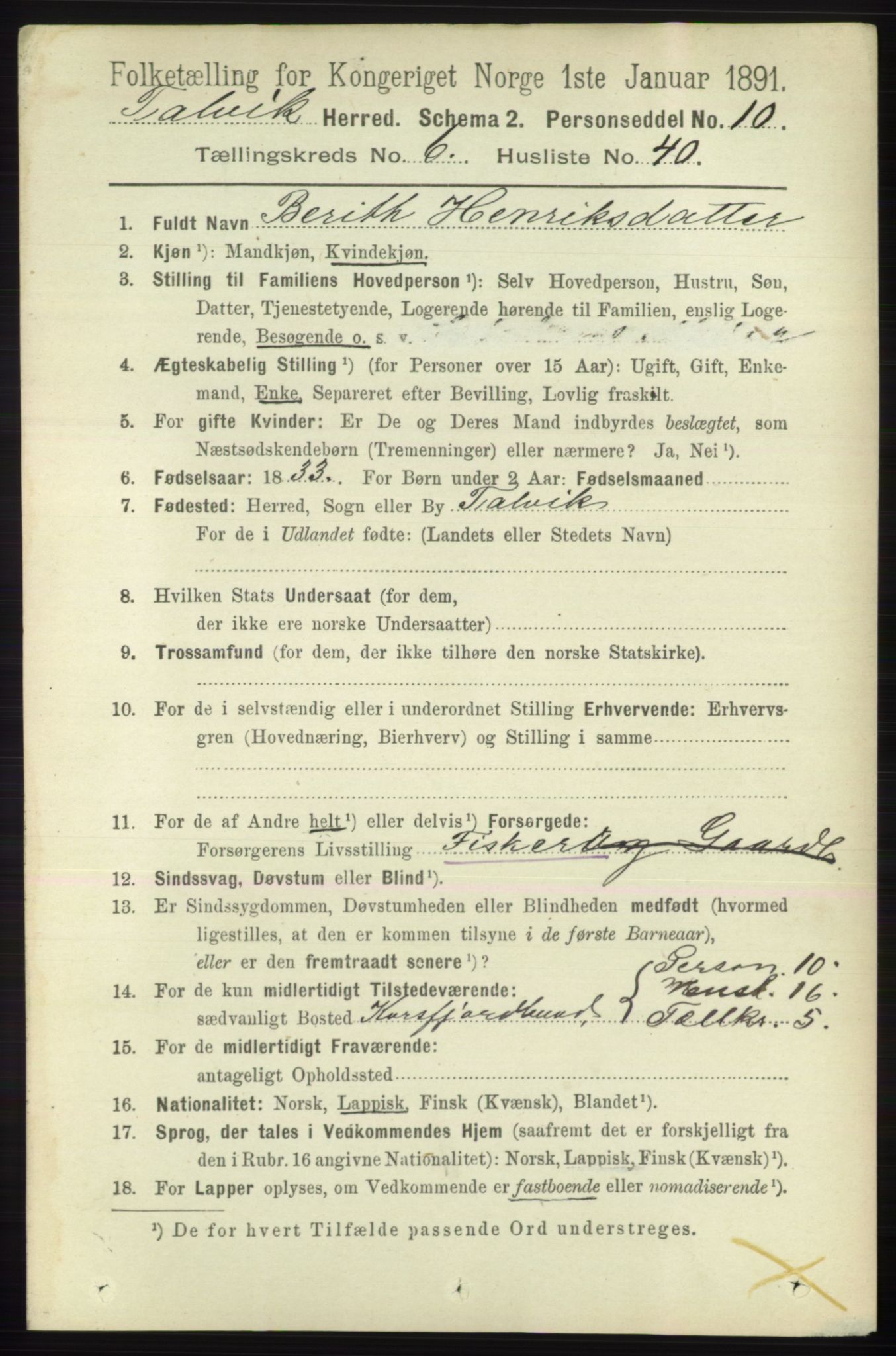 RA, 1891 census for 2013 Talvik, 1891, p. 1857